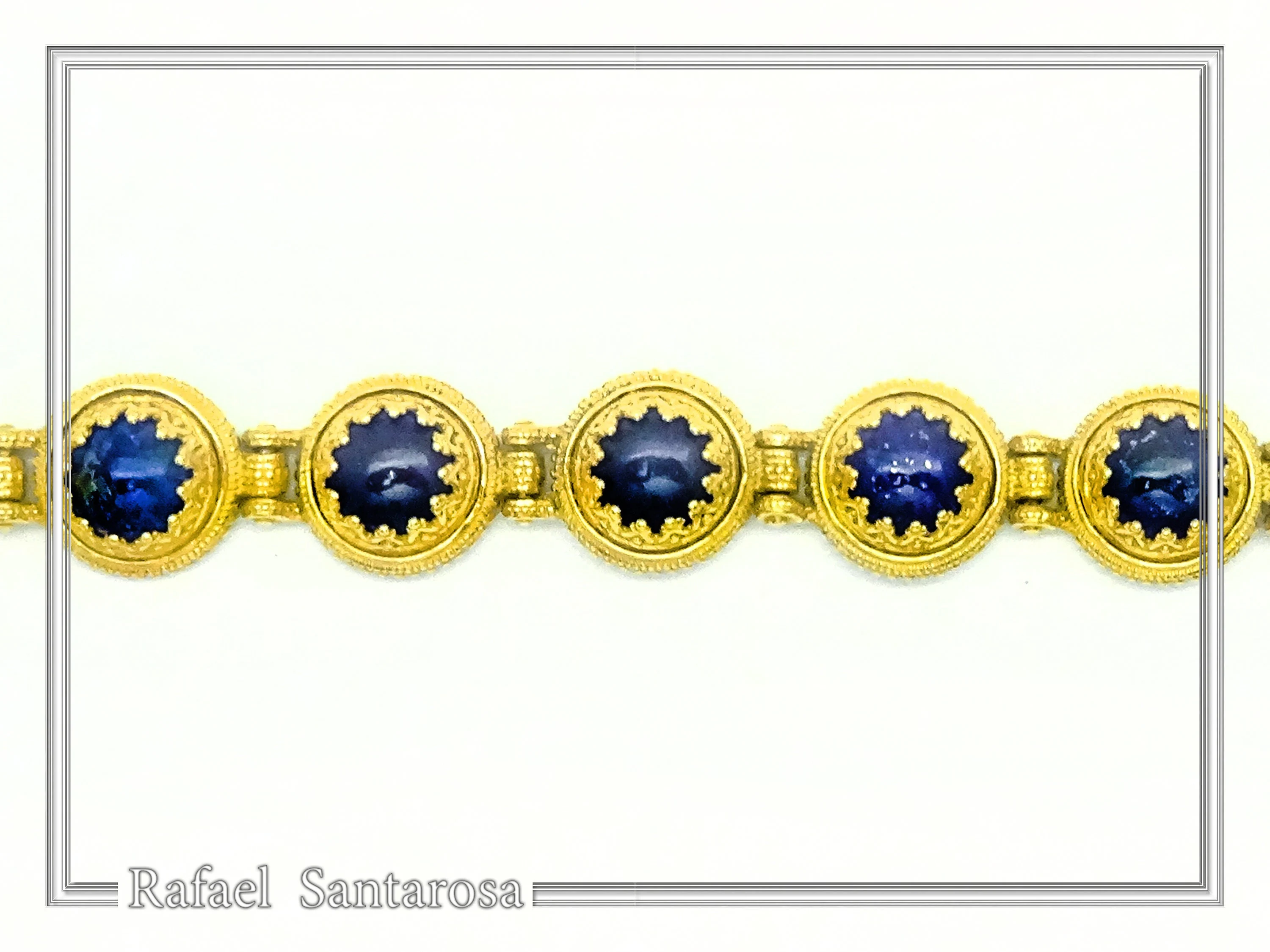 Genuine Lapis Lazuli Filigree Byzantine Beaded Bracelet: Gold-Filled Sterling Silver Handmade Jewelry — additional product image 5 from Rafael Santarosa Fine Jewelry