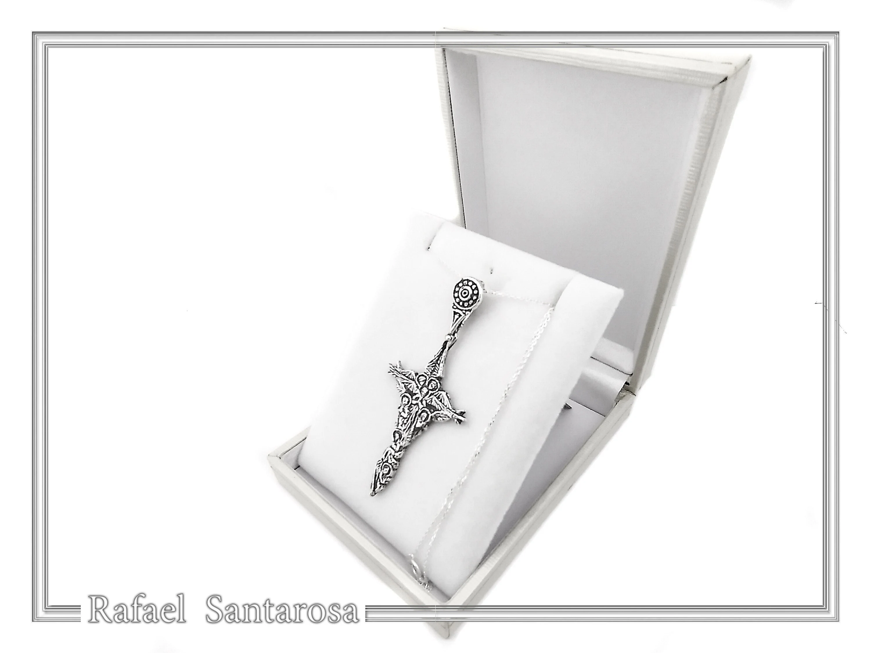 Byzantine 7 angels cross talisman, angel guardian, Greek orthodox Christian cross pendant — additional product image 10 from Rafael Santarosa Fine Jewelry