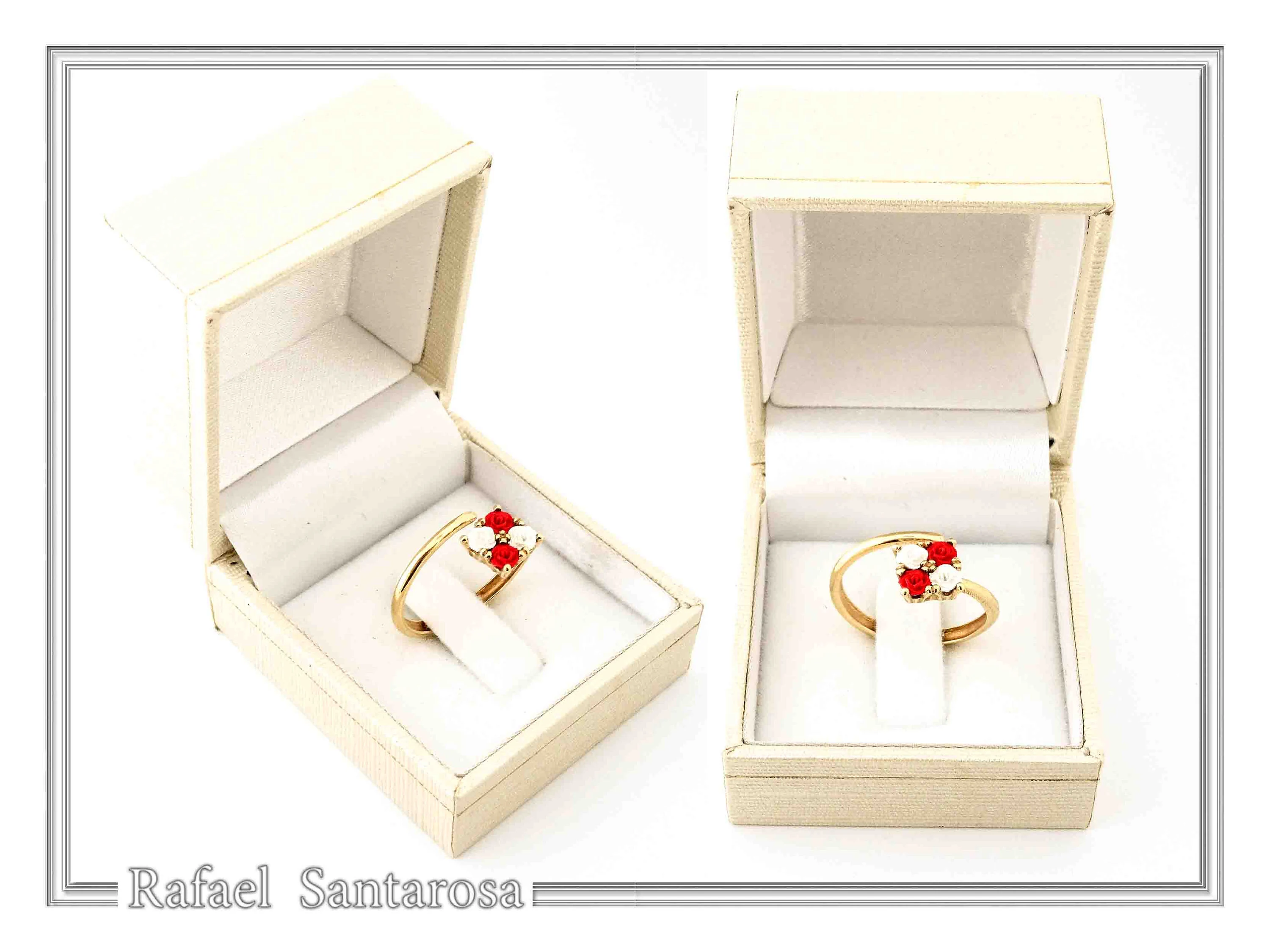Alabaster Gems Rose Flower shaped Adjustable Ring: Sterling Silver 18K Gold-Filled, Floral Jewelry — additional product image 10 from Rafael Santarosa Fine Jewelry
