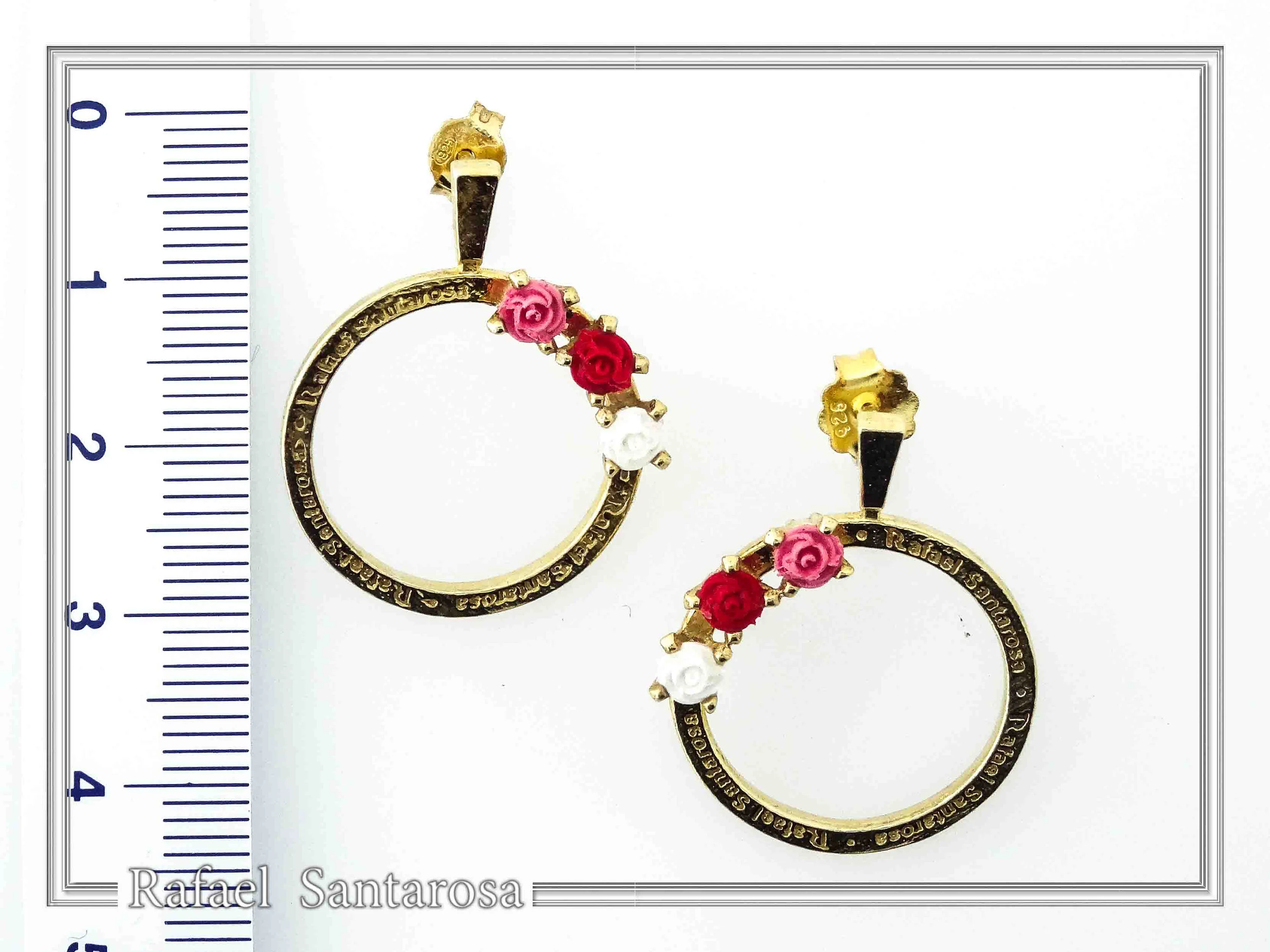 Alabaster Rose Flowers Gems Hoops Floral Earrings for Girls: Sterling Silver 18K Gold Filled — additional product image 8 from Rafael Santarosa Fine Jewelry