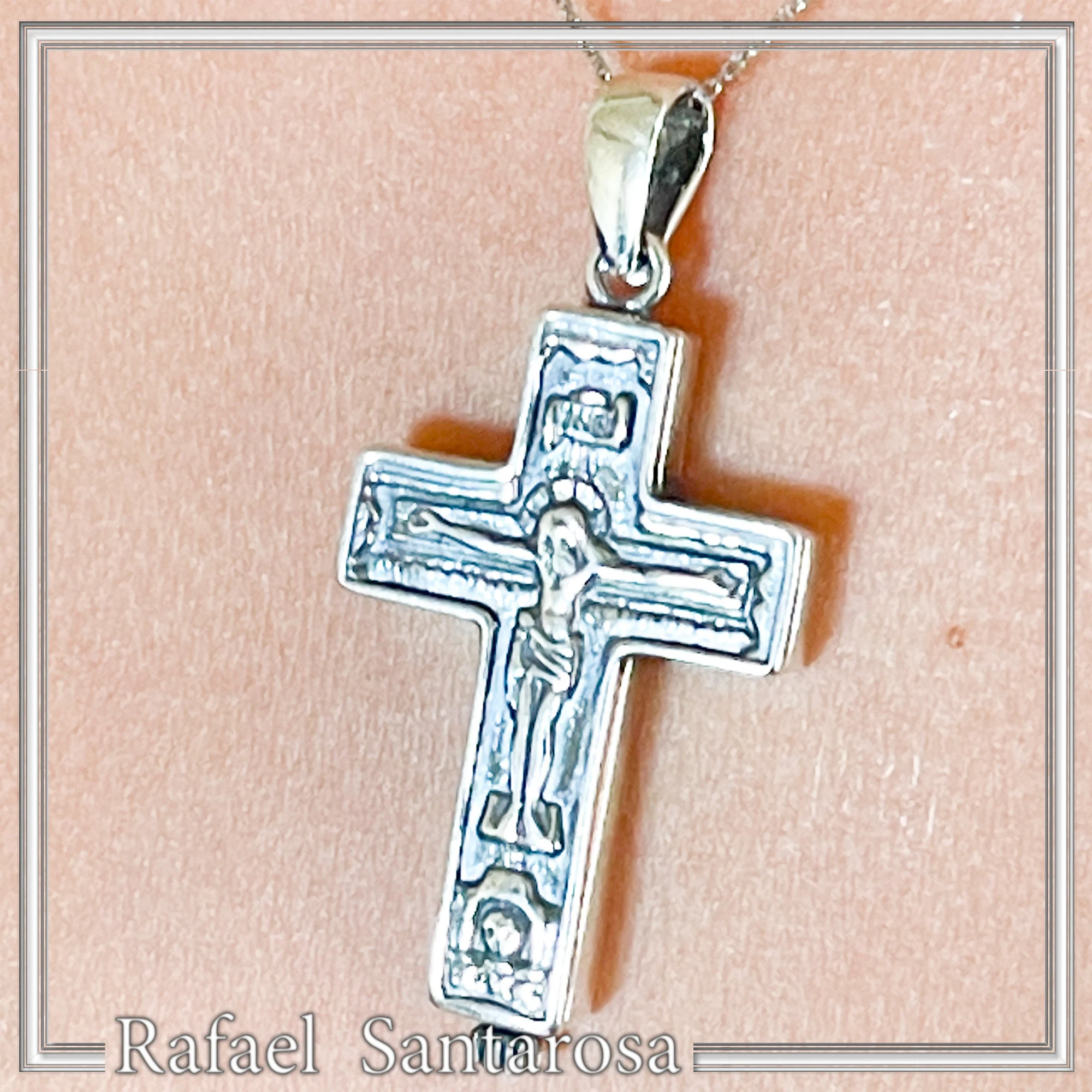 Byzantine Relic Holder Reliquary Cross Pendant: Oxidized Sterling Silver Cross for Men — additional product image 10 from Rafael Santarosa Fine Jewelry