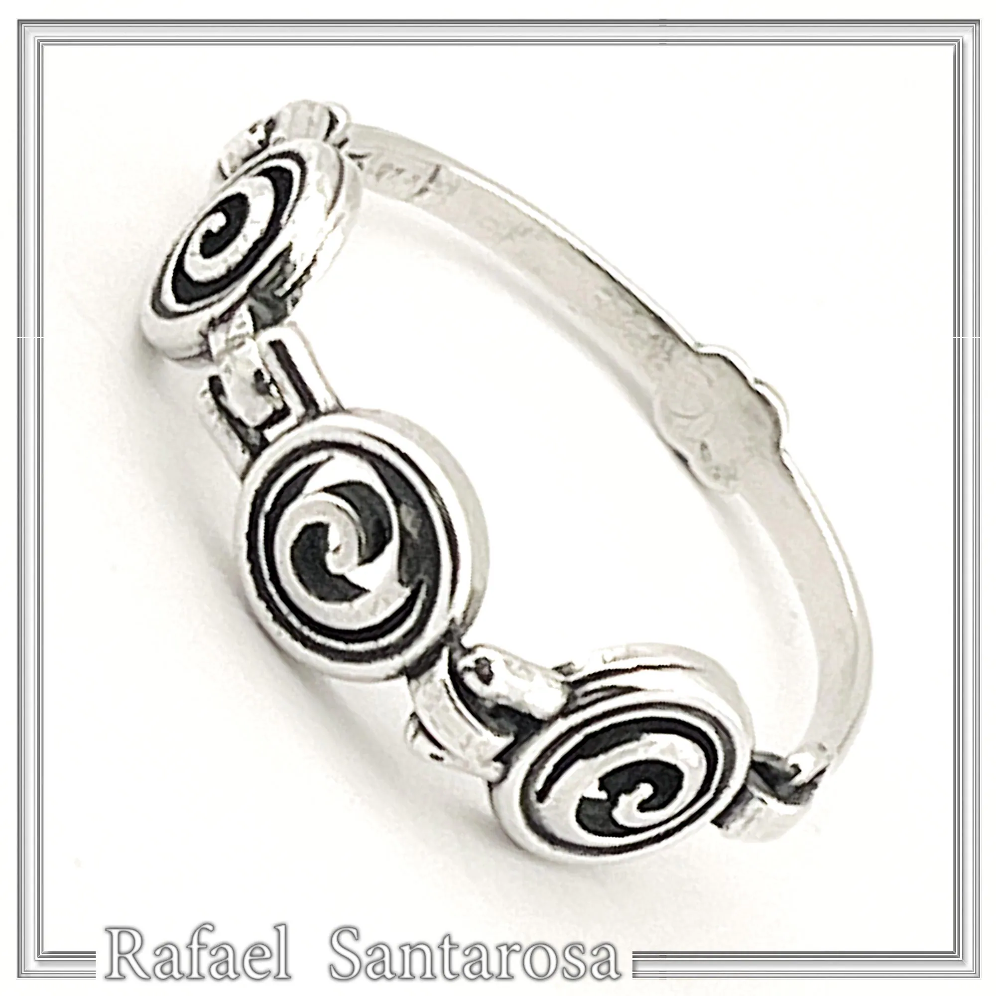 Spiral Eternity Symbol Beaded Ring: Handmade Oxidized Sterling Silver — additional product image 5 from Rafael Santarosa Fine Jewelry