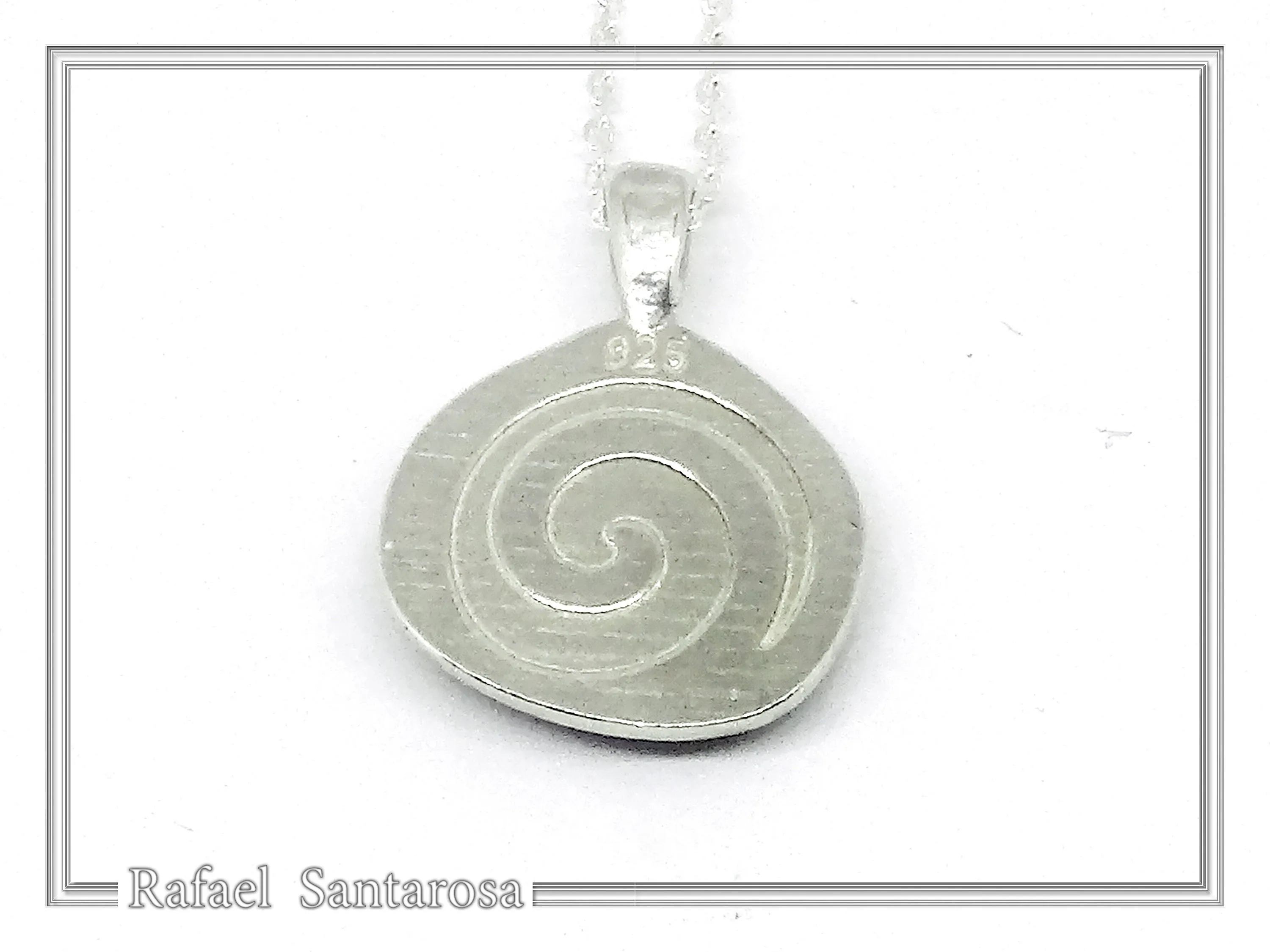 Sphinx of Delphi Greek Coin Necklace: Sky Blue Transparent Enamel on Sterling Silver Coin — additional product image 8 from Rafael Santarosa Fine Jewelry