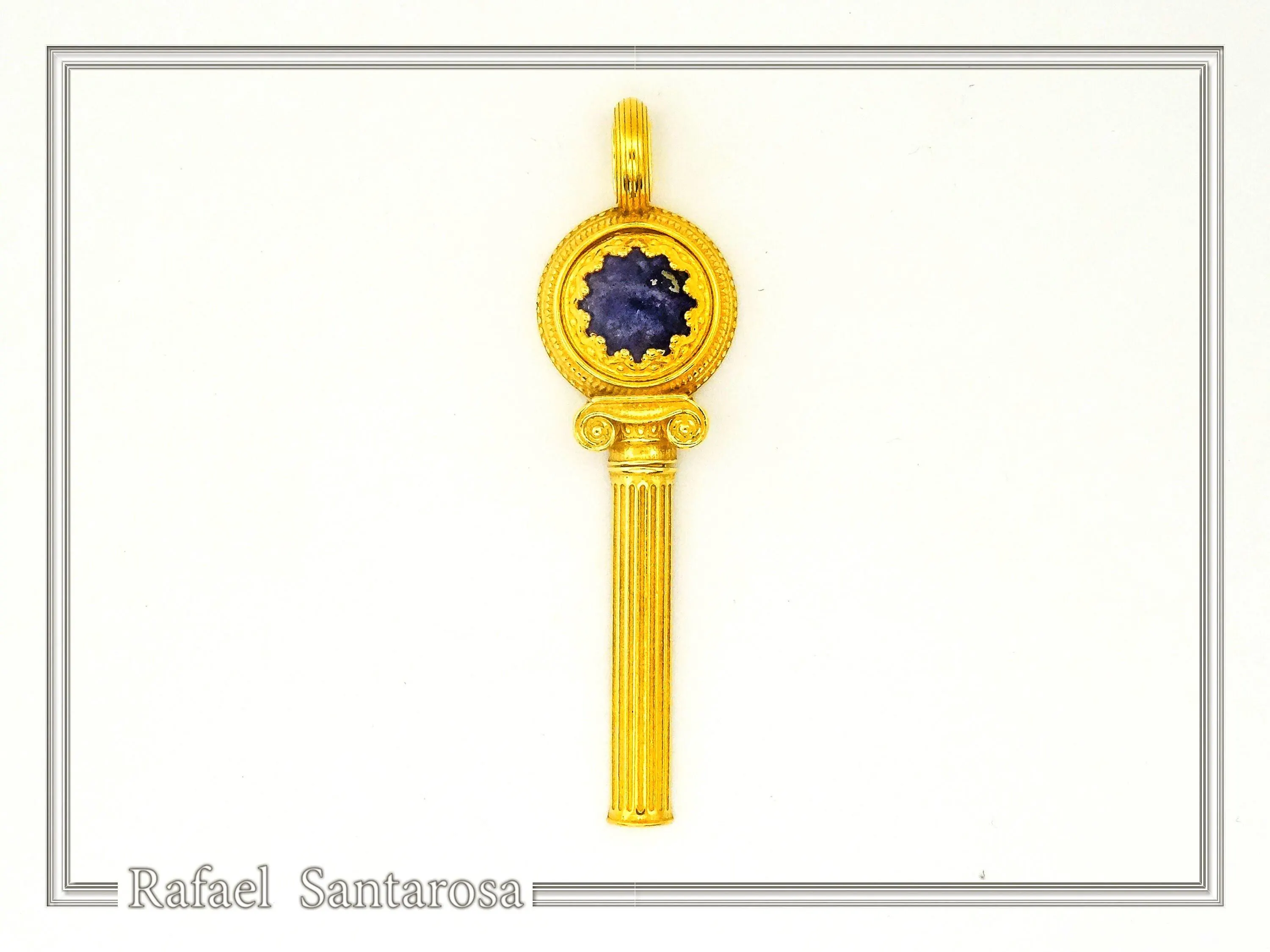Lapis Lazuli Pendant Ancient Greek Column Necklace: 18K Gold Filled Sterling Silver — additional product image 4 from Rafael Santarosa Fine Jewelry