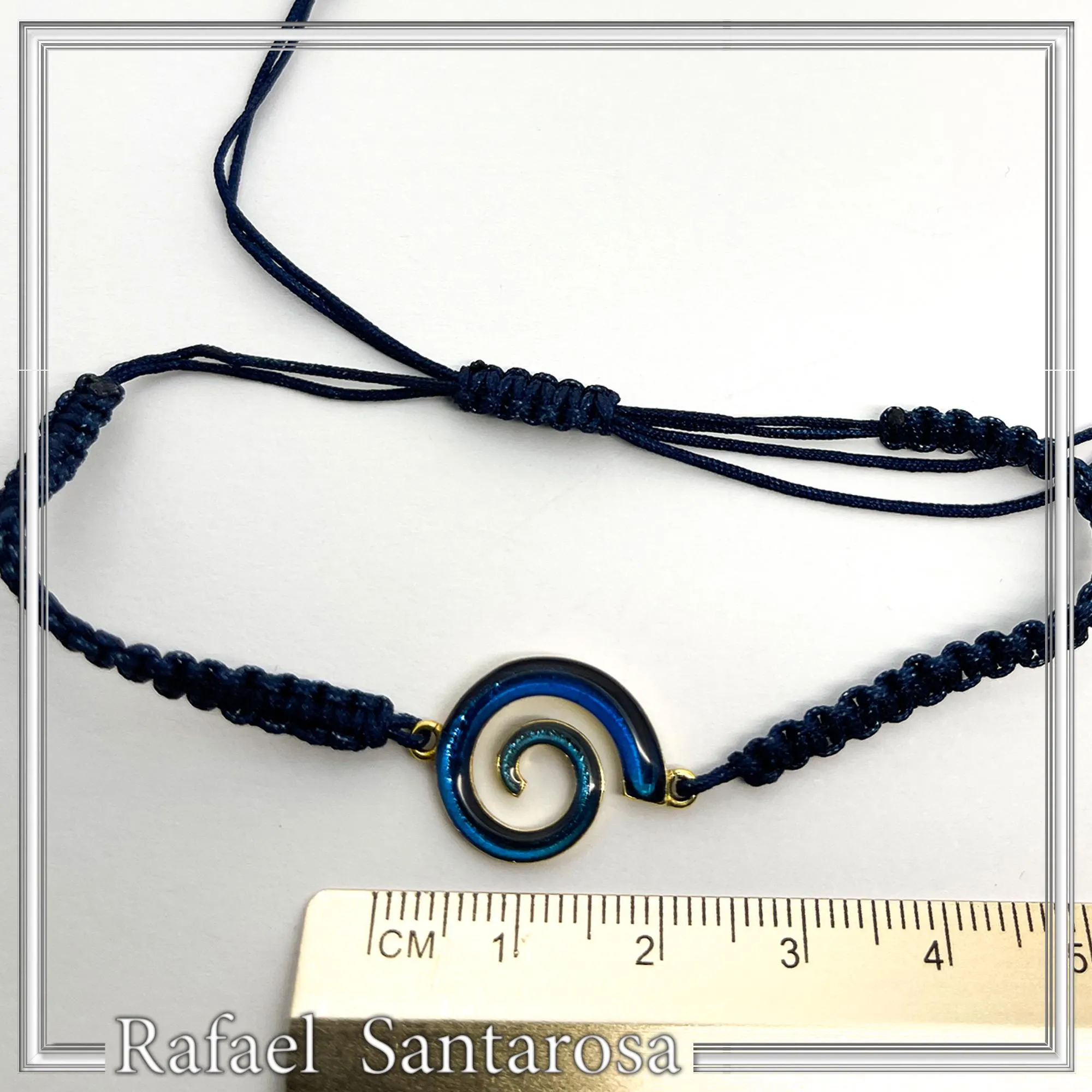 Blue Enamel Spiral Eternity Symbol Macrame Cord Charm Bracelet: 18K Gold Filled Sterling Silver — additional product image 10 from Rafael Santarosa Fine Jewelry