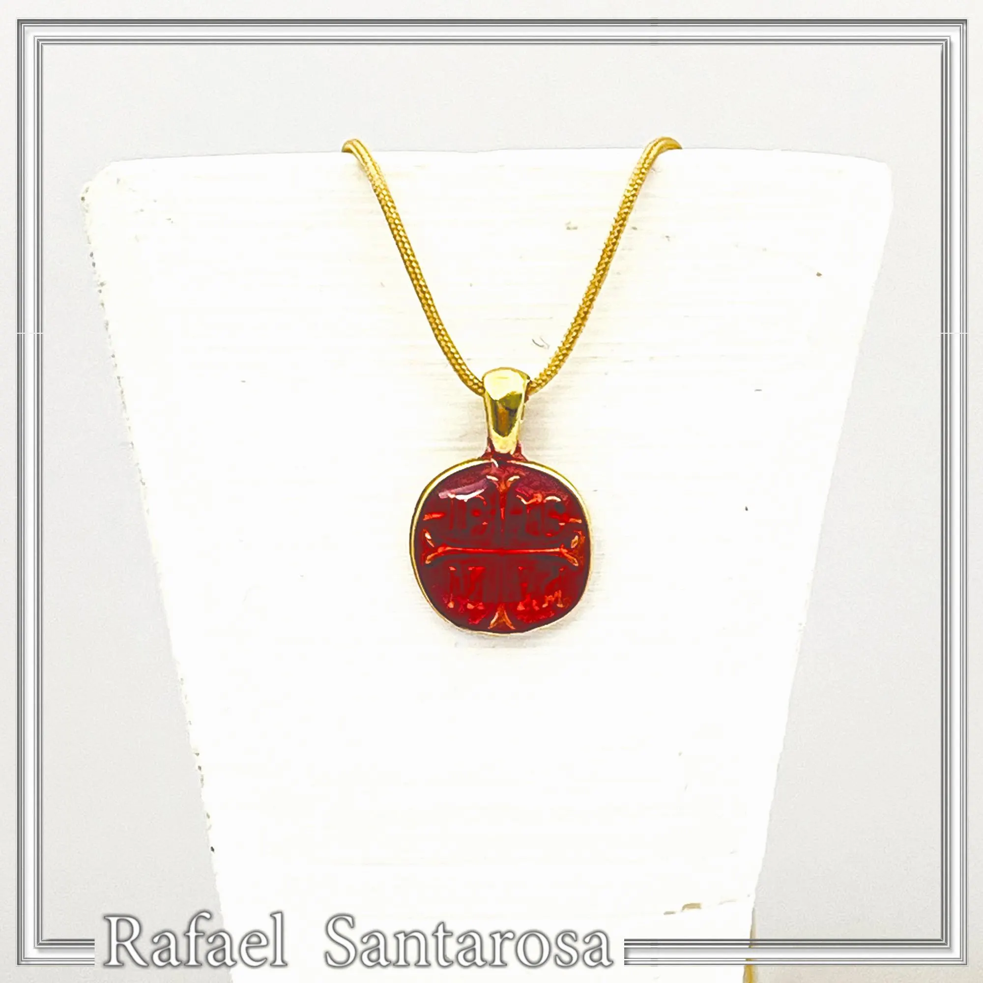 Extra Tiny Protection cross coin icxc nika necklace, red enamel, gold filled Sterling silver. — additional product image 6 from Rafael Santarosa Fine Jewelry