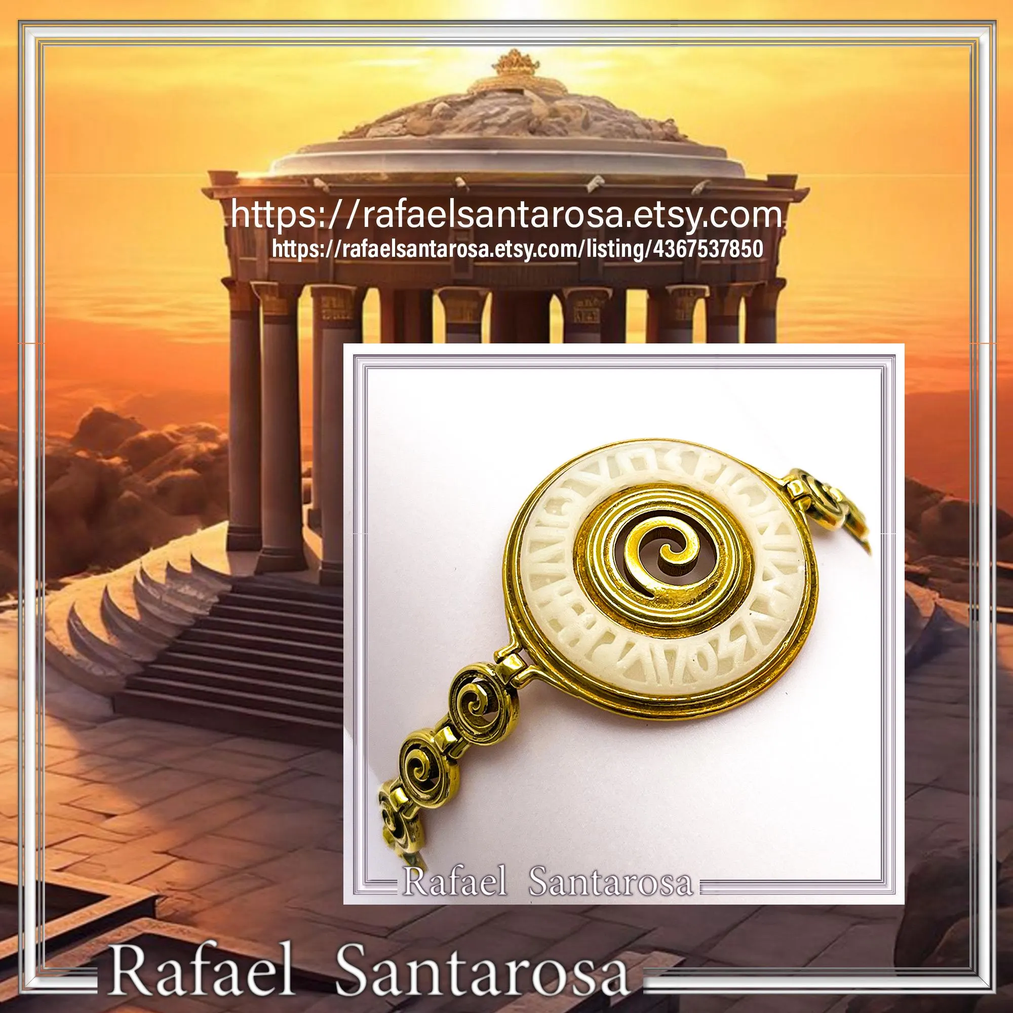 Ancient Greek Prayer to Sun Sculptured on Marble: 18K Gold Filled Silver Spiral Bracelet — additional product image 10 from Rafael Santarosa Fine Jewelry