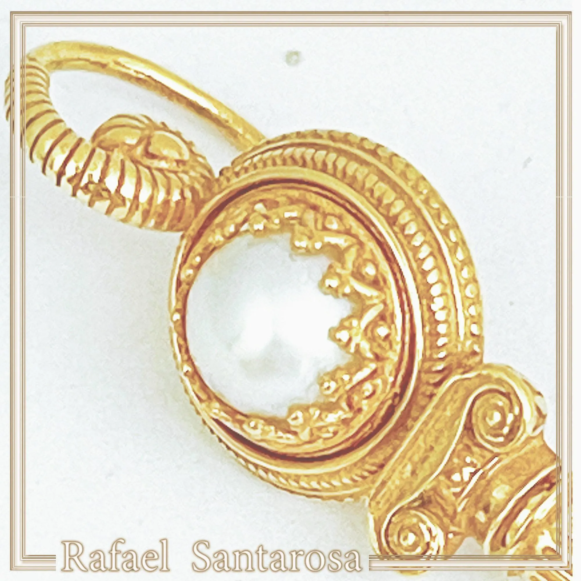 Greek Temple Column Natural Pearl Earrings: 18K Gold Filled Sterling Silver, Greek Museum Jewelry — additional product image 10 from Rafael Santarosa Fine Jewelry