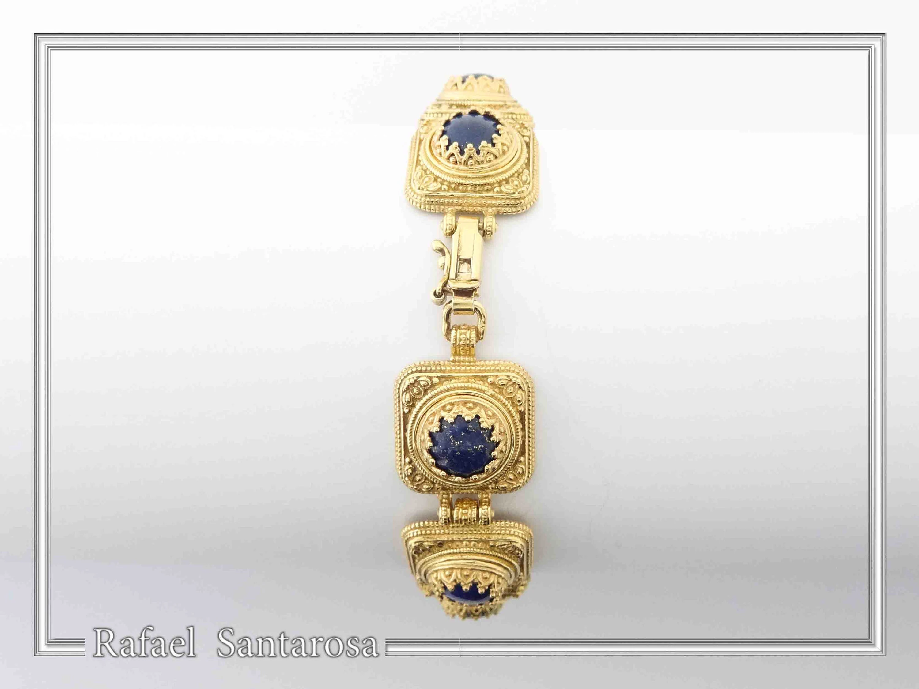 Lapis Lazuli Byzantine Bracelet Sterling Silver 18k Gold Filled Filigree Granulation Jewelry — additional product image 5 from Rafael Santarosa Fine Jewelry