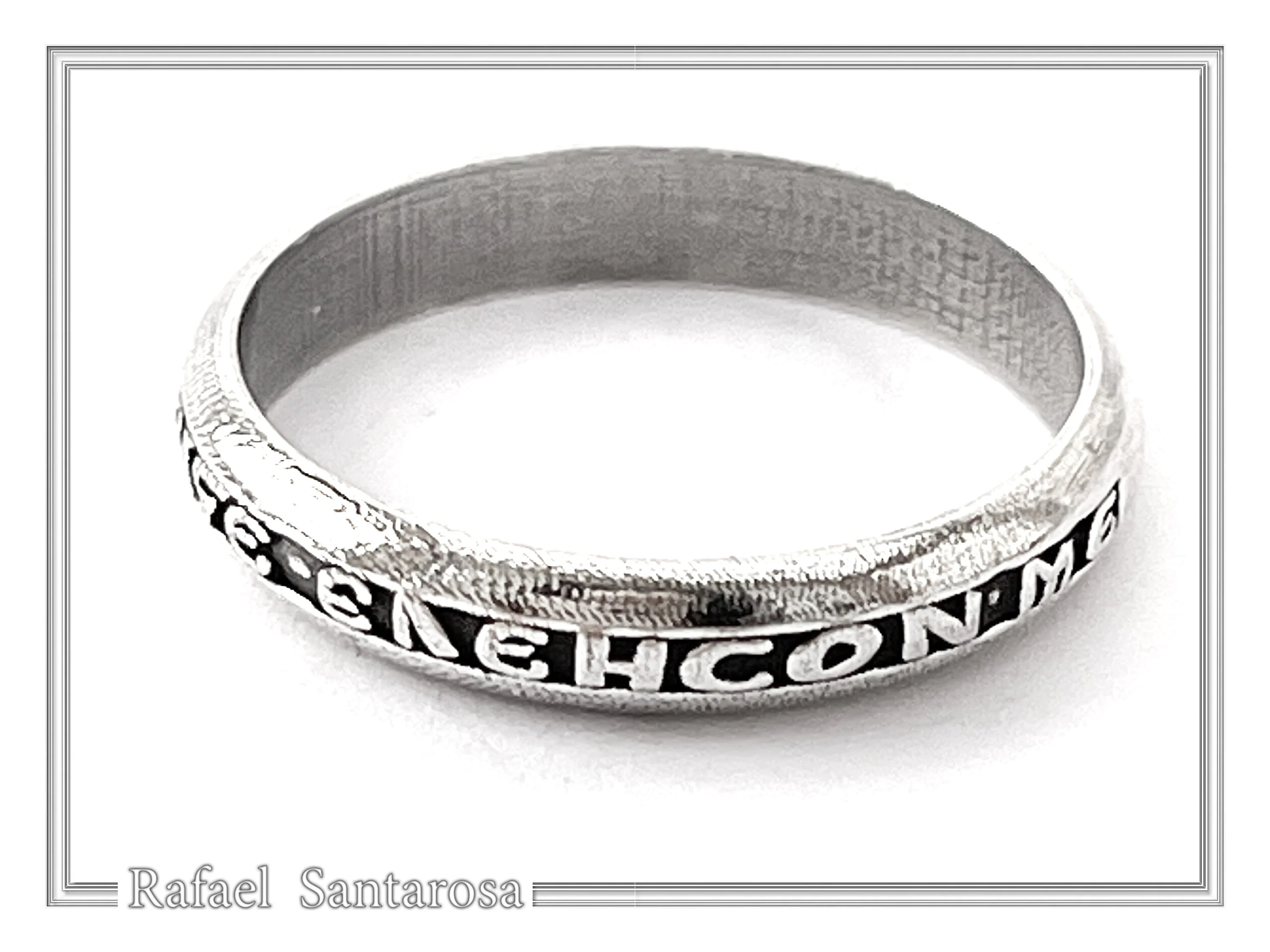 Oxidized Sterling Silver Orthodox Prayer "Kyrie Eleison" Band Ring: Handmade Religious Jewelry — additional product image 5 from Rafael Santarosa Fine Jewelry