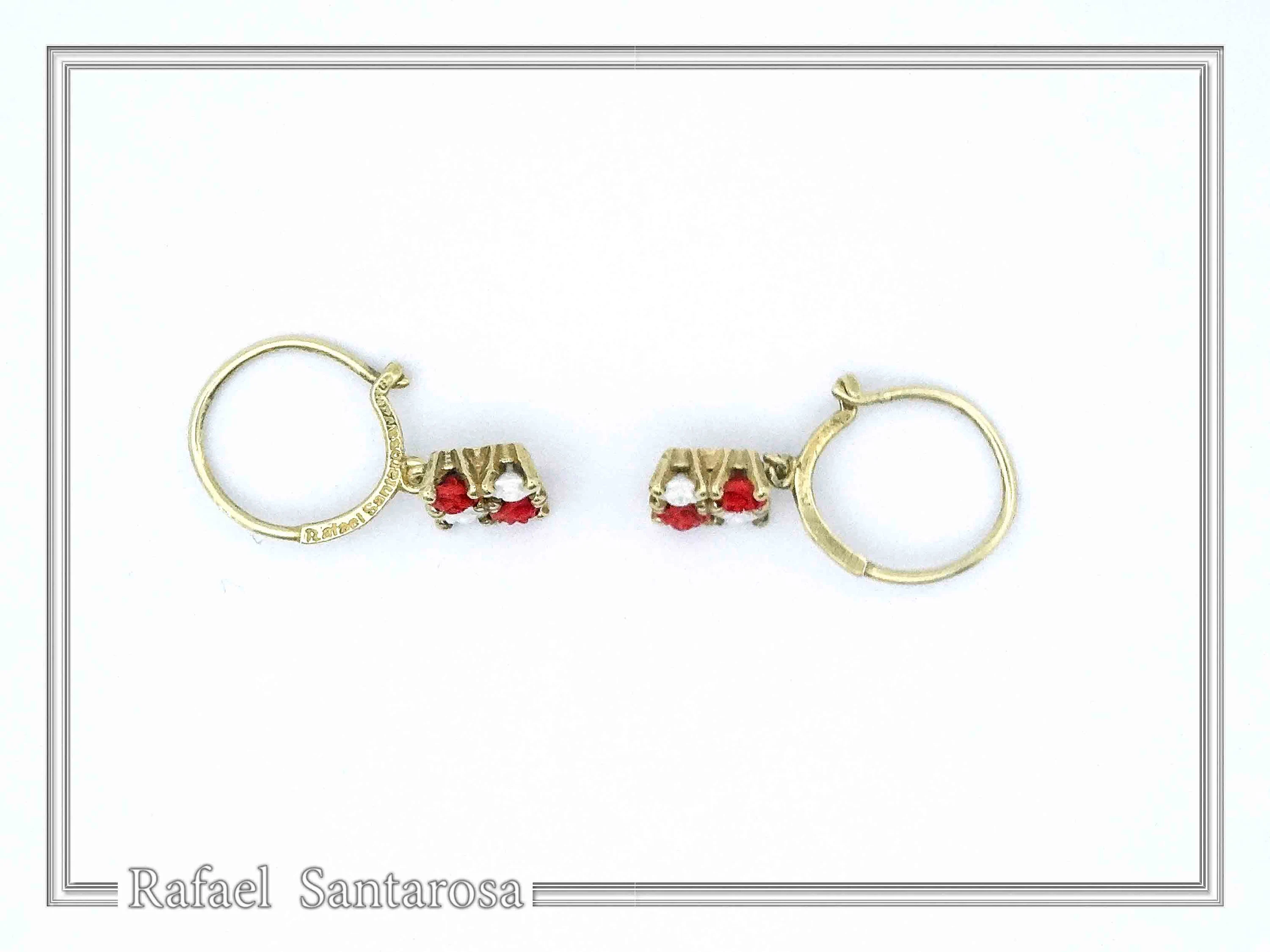 Red & White Roses Rose Flowers Shaped Alabaster Gems Drop Earrings: Sterling Silver 18K Gold-Filled — additional product image 5 from Rafael Santarosa Fine Jewelry