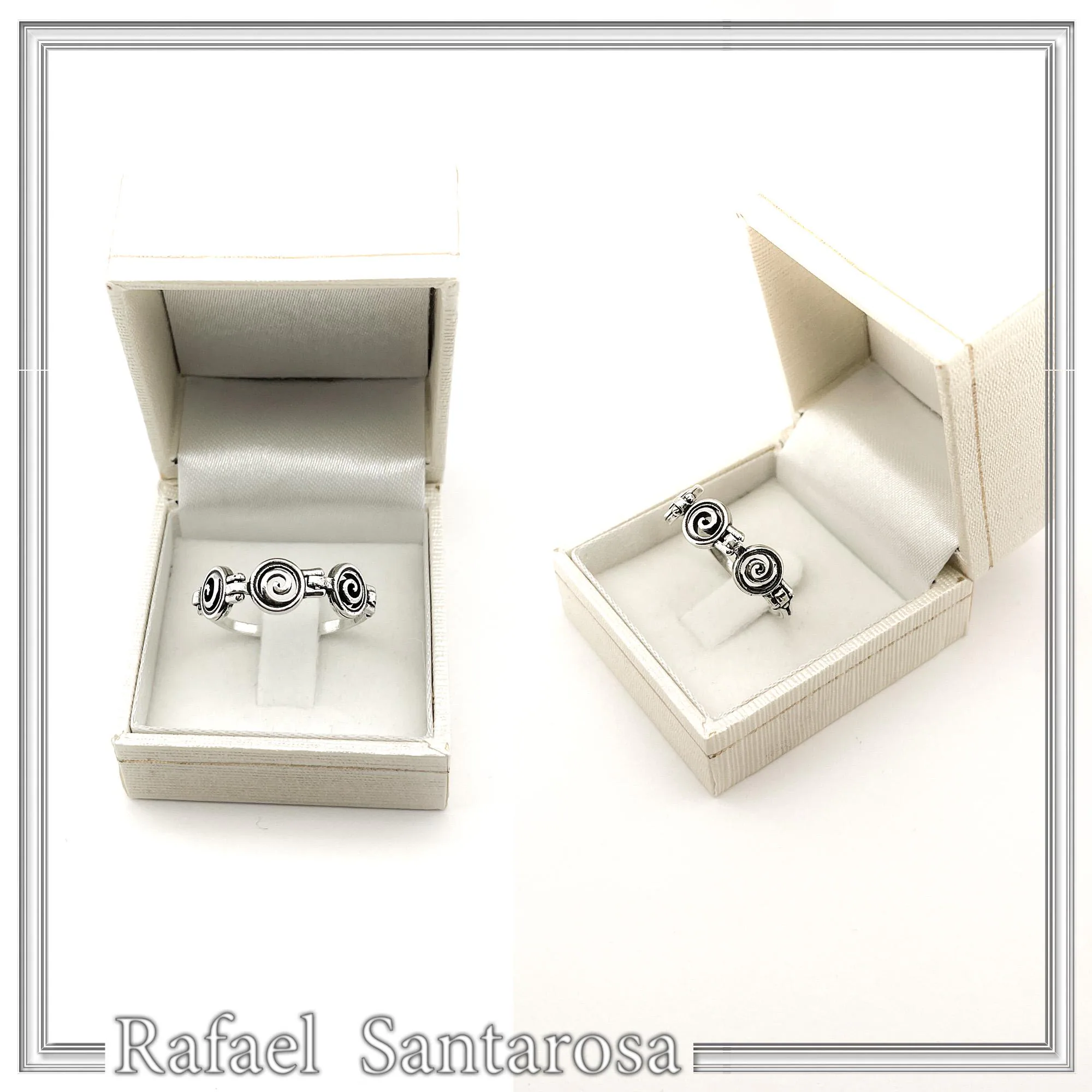 Spiral Eternity Symbol Beaded Ring: Handmade Oxidized Sterling Silver — additional product image 10 from Rafael Santarosa Fine Jewelry