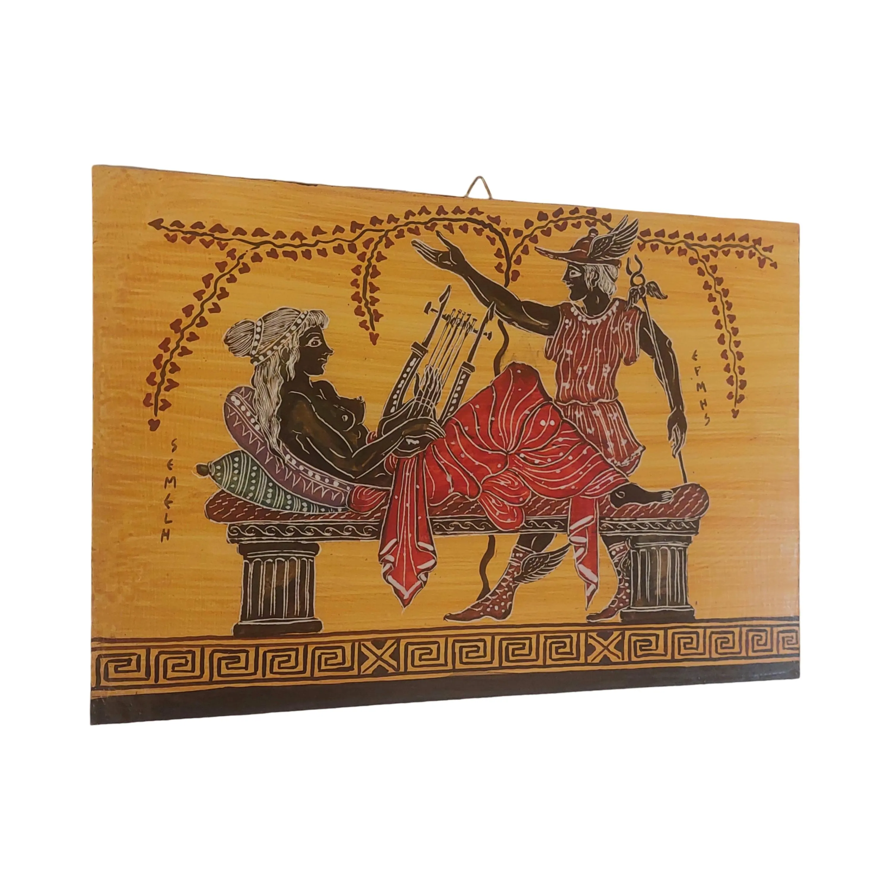 Hermes And Semele Greek Mythology Wall Art Red Figure Style Painting MDF Panel — additional product image 3 from WoodMuse Art