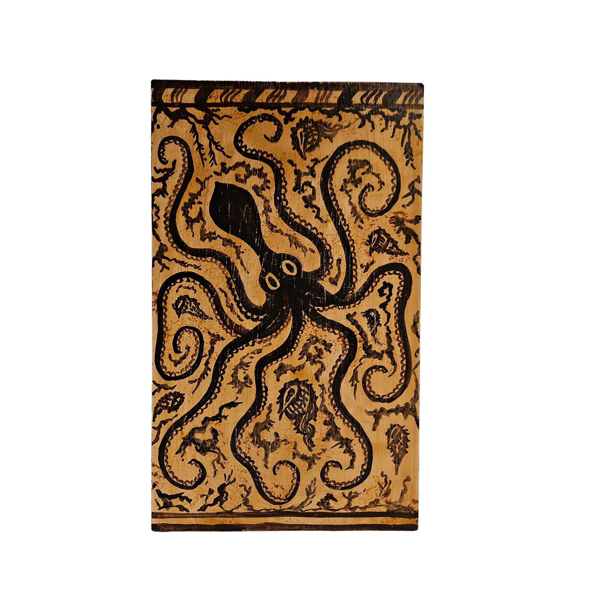 Octopus Minoan Period Painting on Wood Handmade Greek Mythology