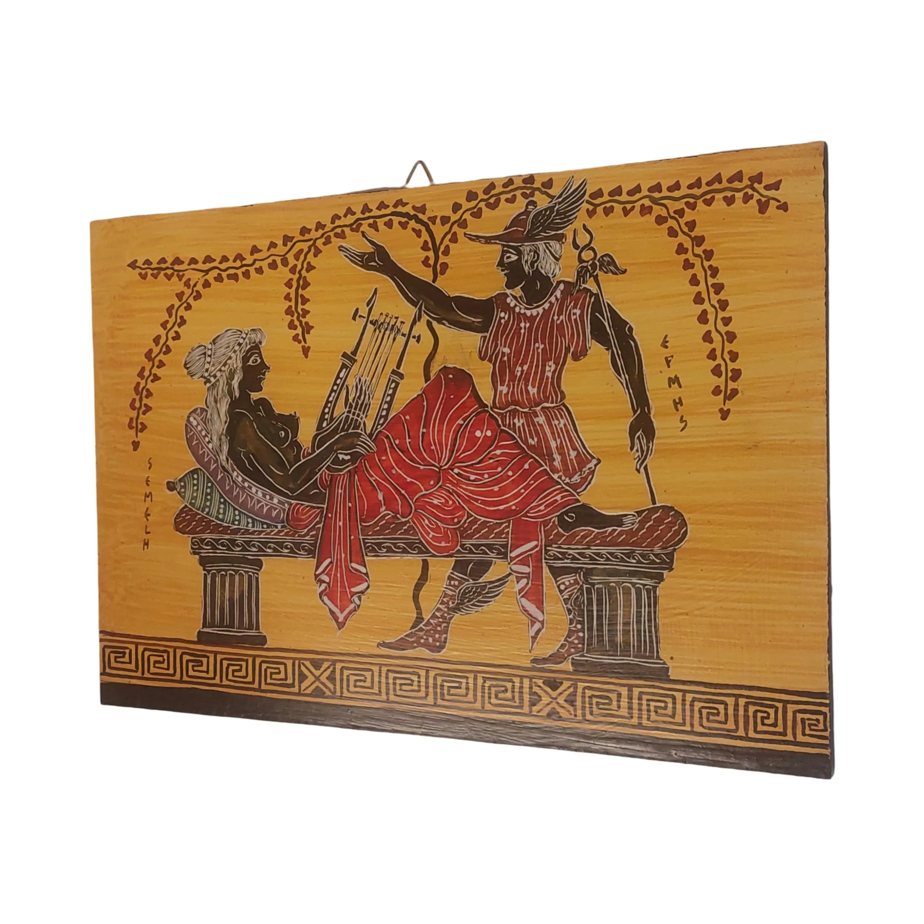Hermes And Semele Greek Mythology Wall Art Red Figure Style Painting MDF Panel — additional product image 2 from WoodMuse Art