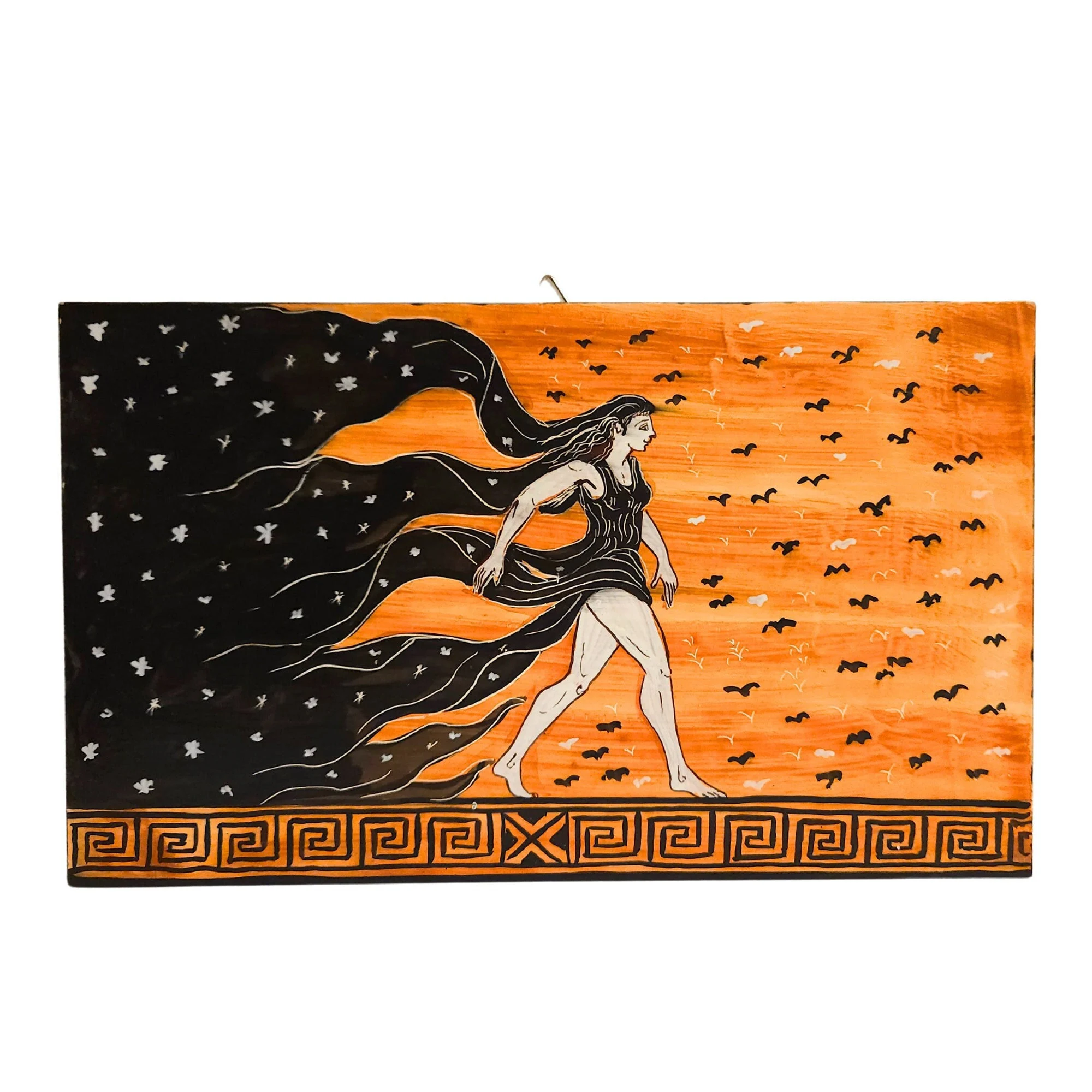 Nyx Goddess of Night Painting on Wood Handmade Ancient Greek Mythology