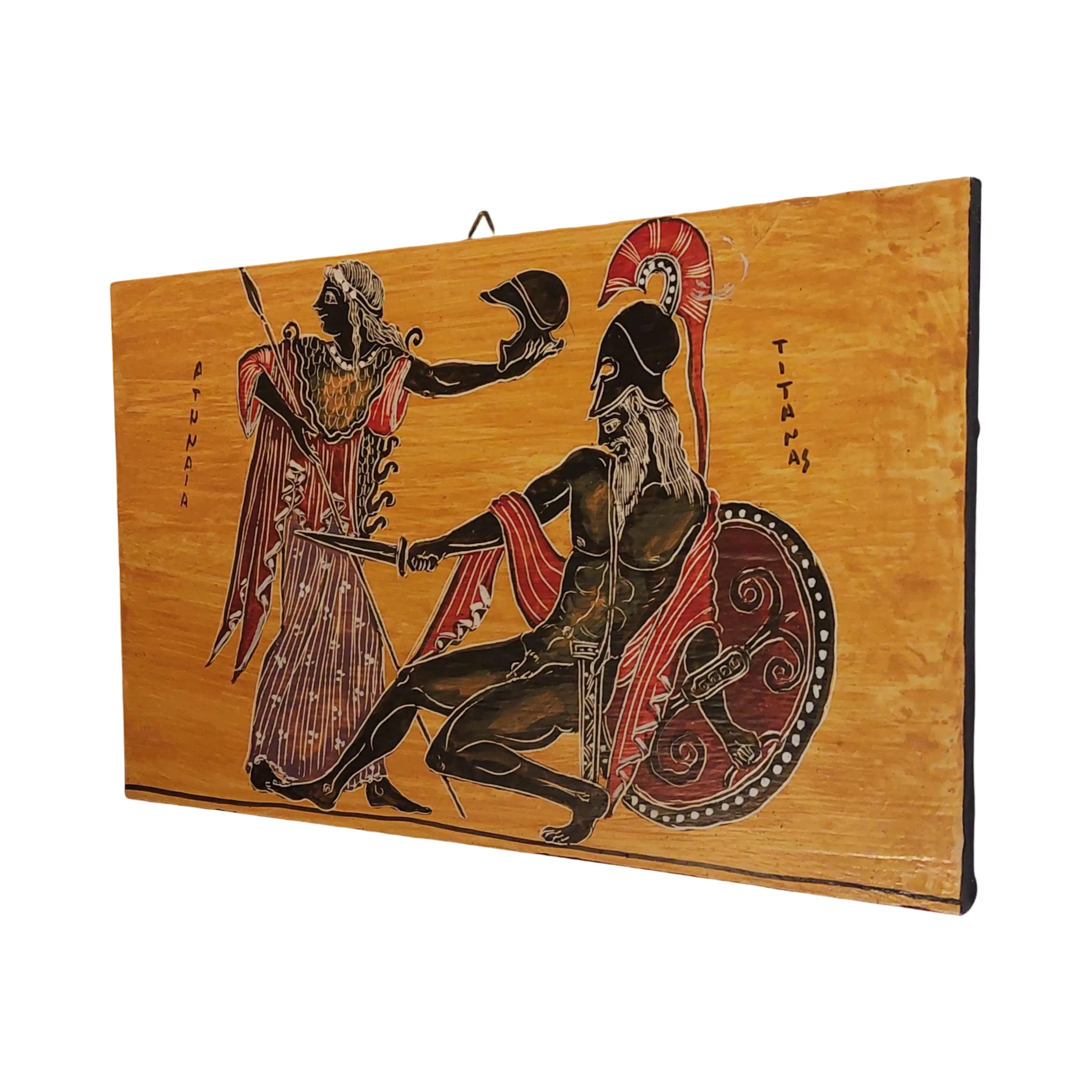 Athena And Titan Wall Art Ancient Greek Scene Painting On Wood Panel — additional product image 2 from WoodMuse Art