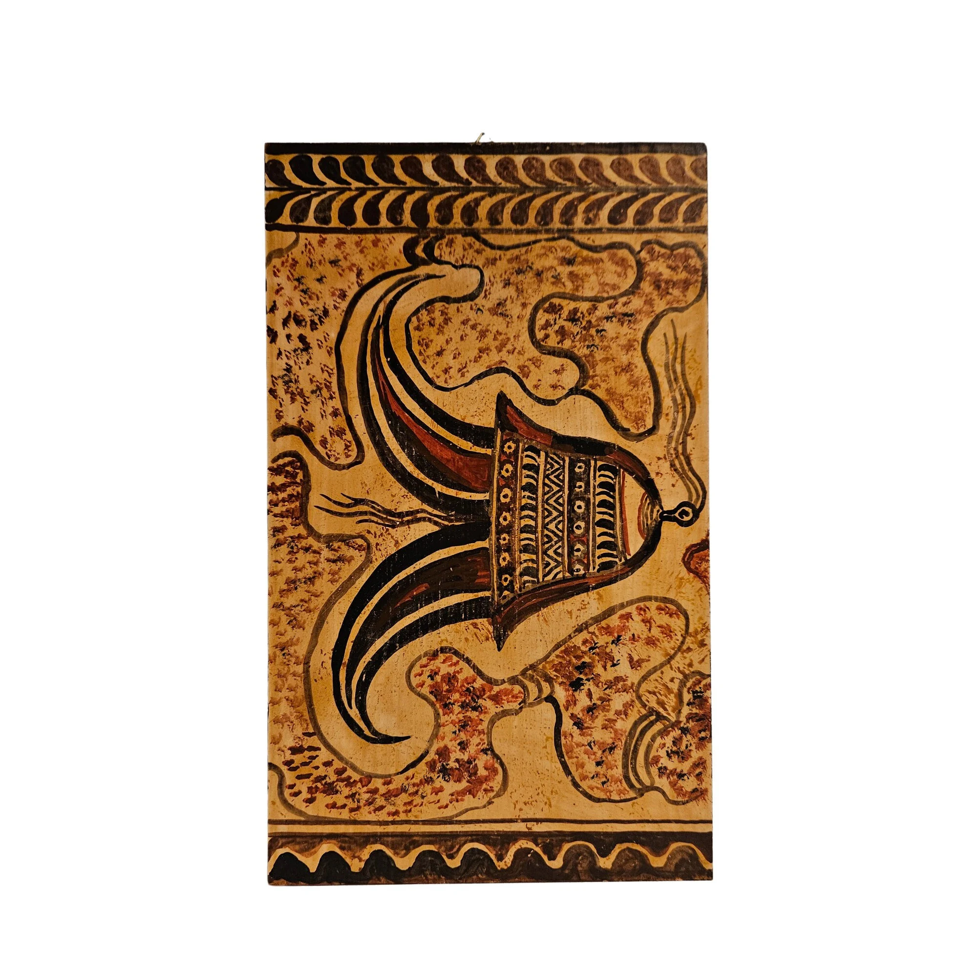 Cuttlefish Minoan Period Painting on Wood Handmade Greek Mythology