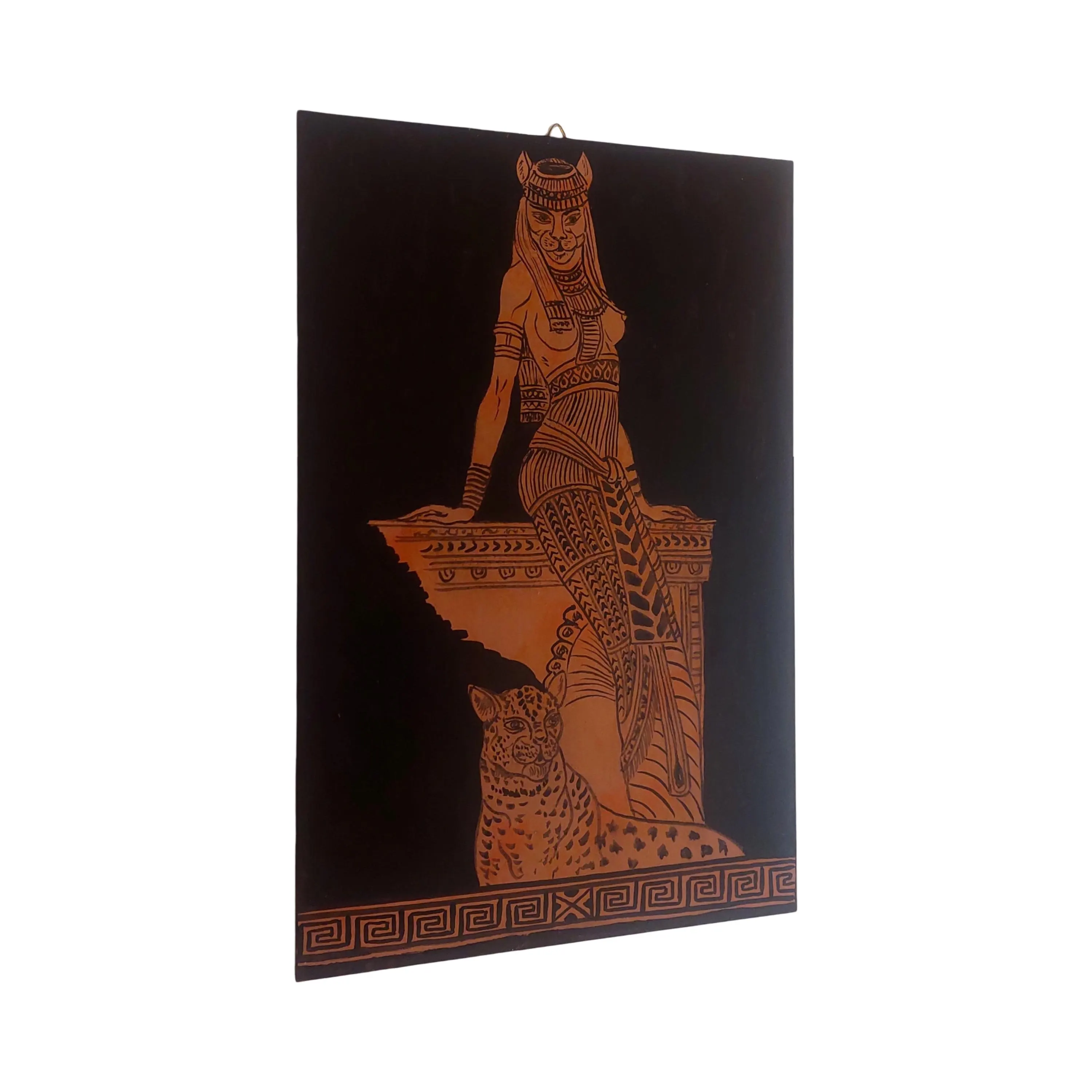 Bastet Goddess Painting on Wood Panel Handmade Ancient Egypt Mythology — additional product image 3 from WoodMuse Art