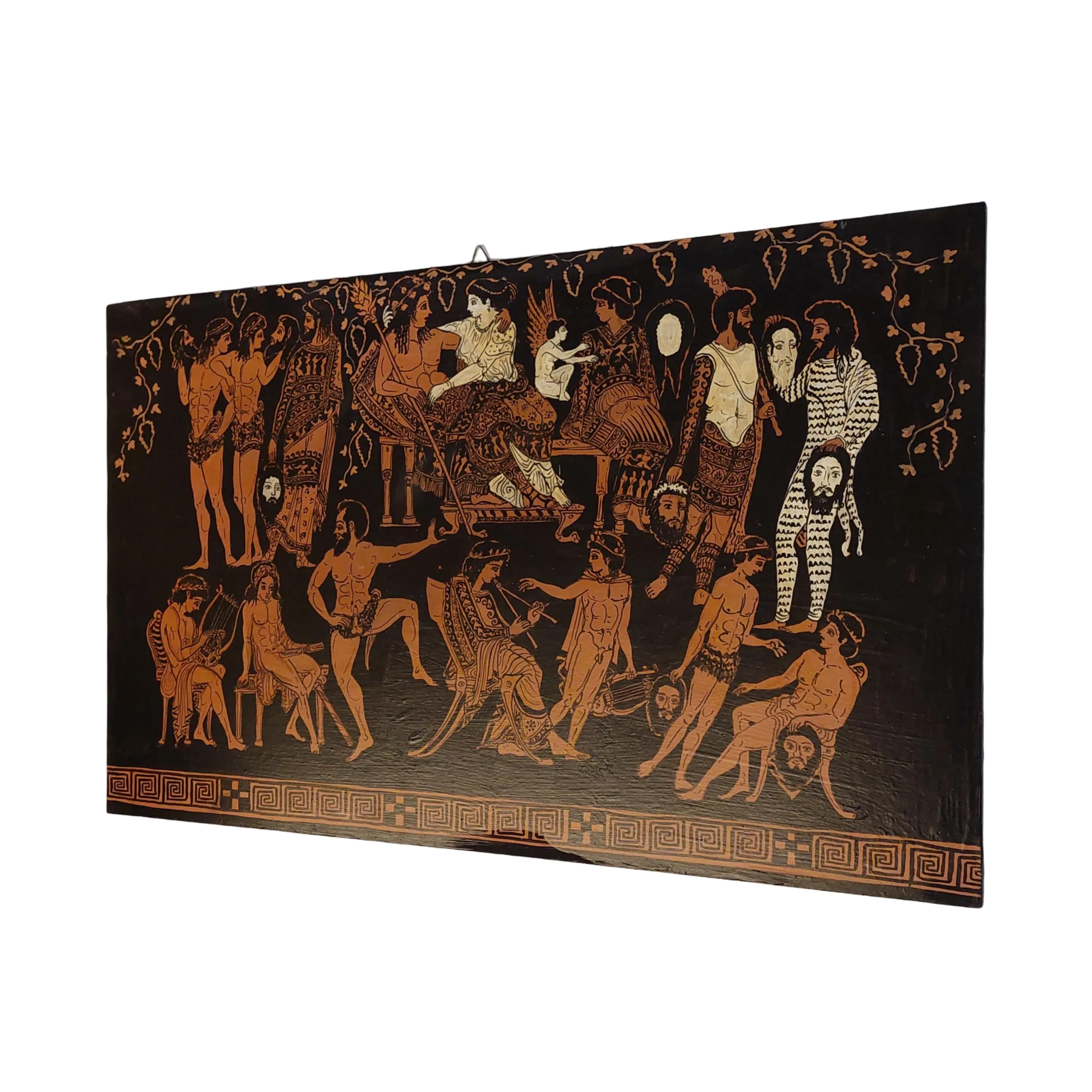 Greek Mythology Theater Scene Wall Panel Painting Red-Figure Style Wooden Artwork — additional product image 2 from WoodMuse Art