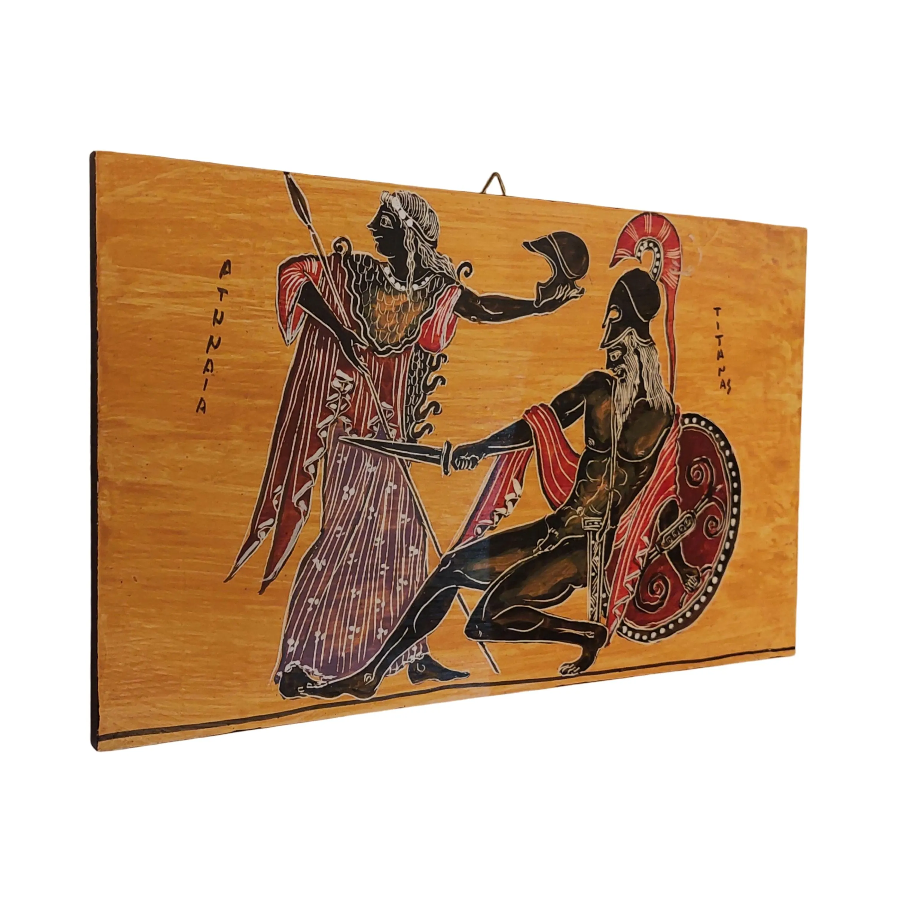 Athena And Titan Wall Art Ancient Greek Scene Painting On Wood Panel — additional product image 3 from WoodMuse Art