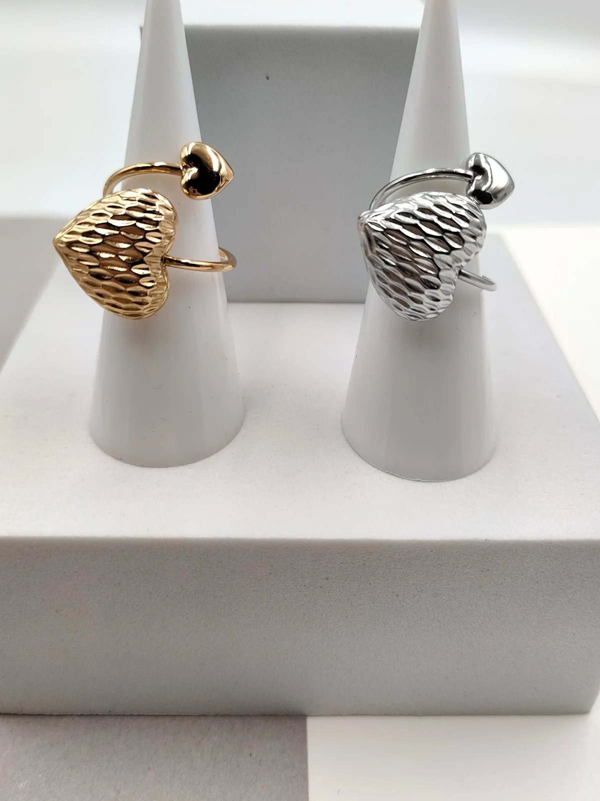 Stainless Steel Ring with Hearts by Magis Handmade Jewels – view 2