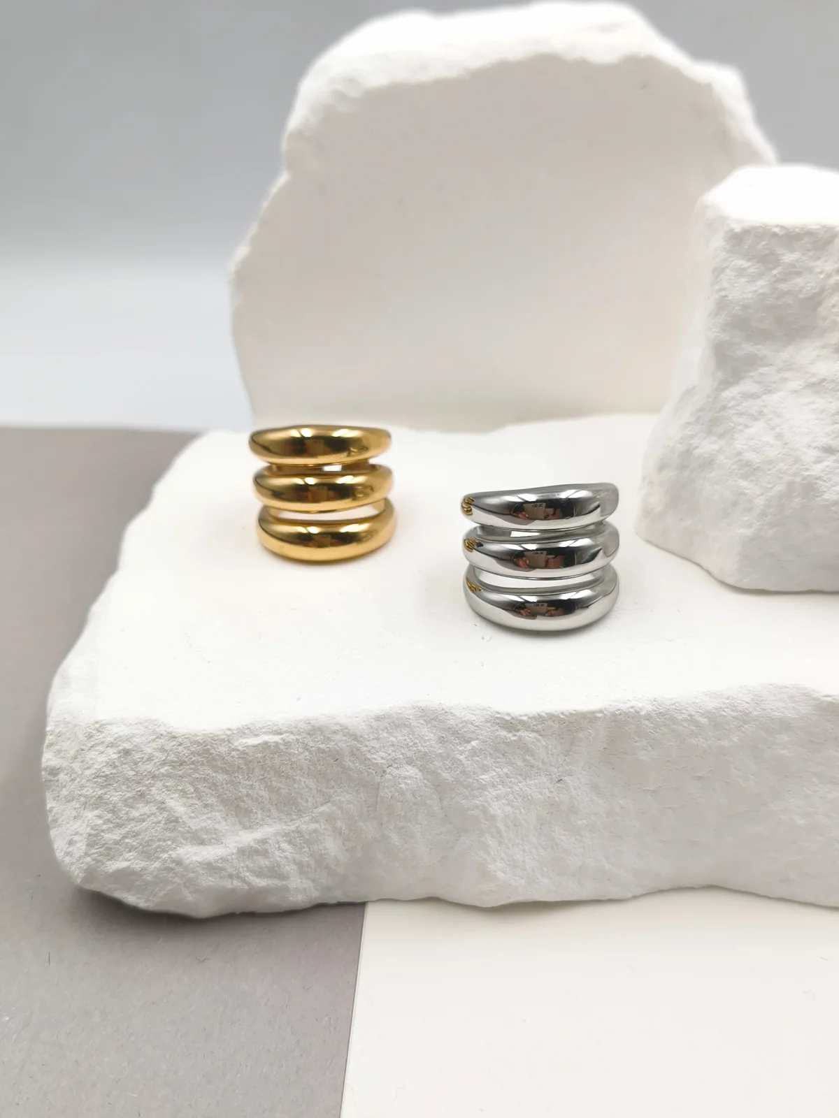 Stainless Steel Triple Ring by Magis Handmade Jewels – view 2