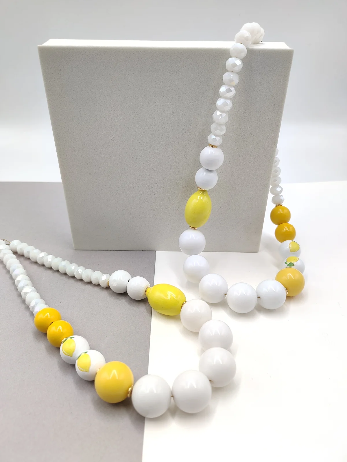 Necklace with Crystals, Acrylic and Wooden Beads by Magis Handmade Jewels – view 3