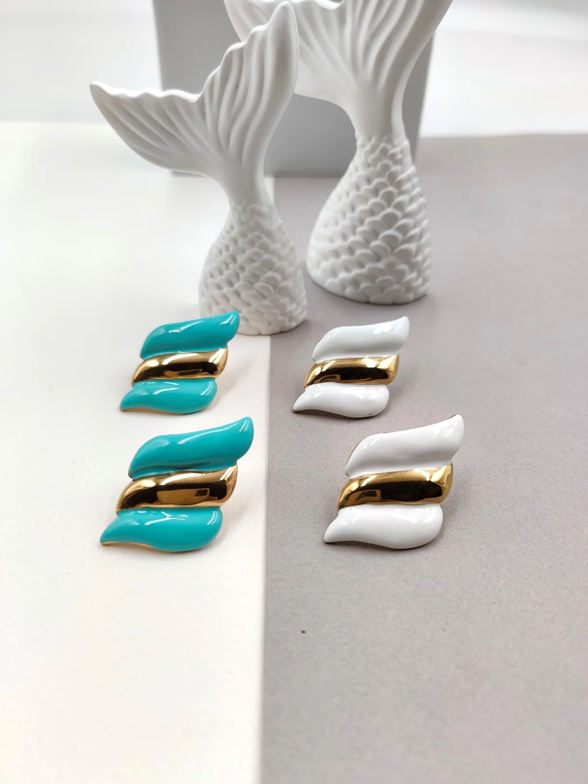 Stainless Steel Earrings with Enamel by Magis Handmade Jewels – view 3