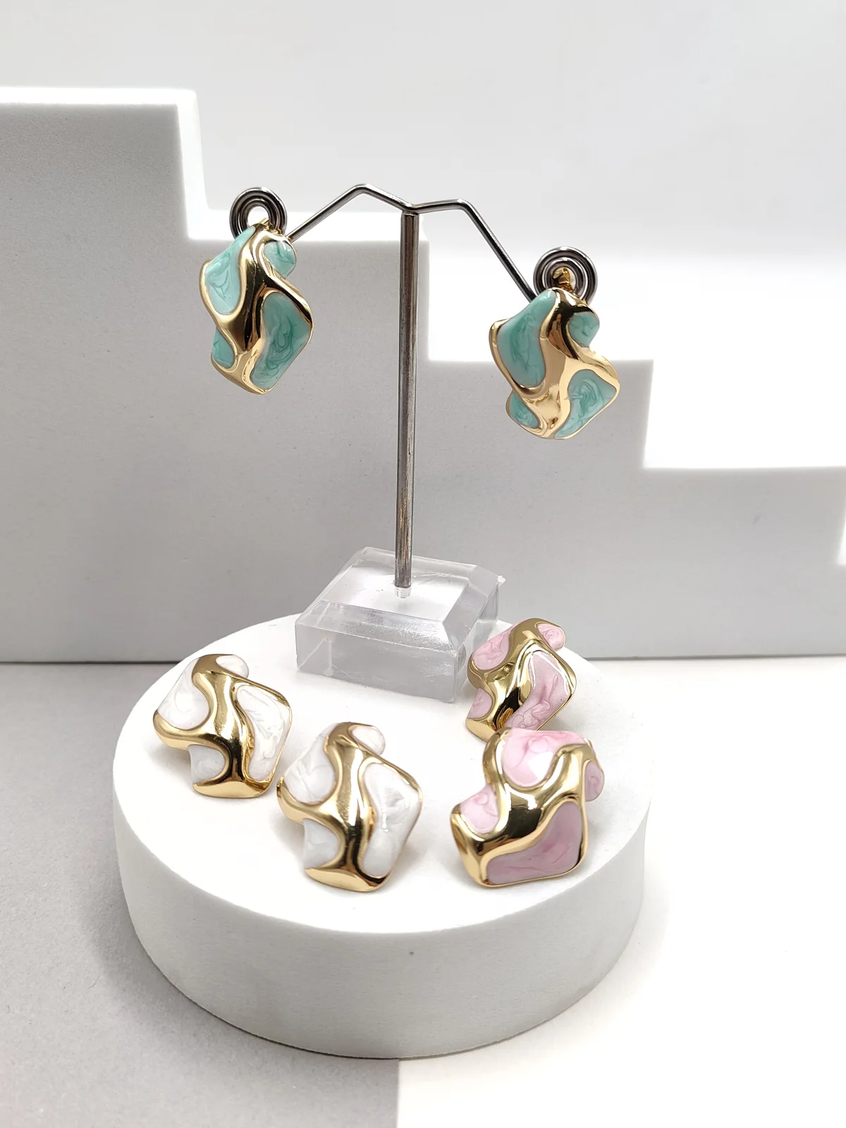 Stainless Steel Earrings with Enamel #722657