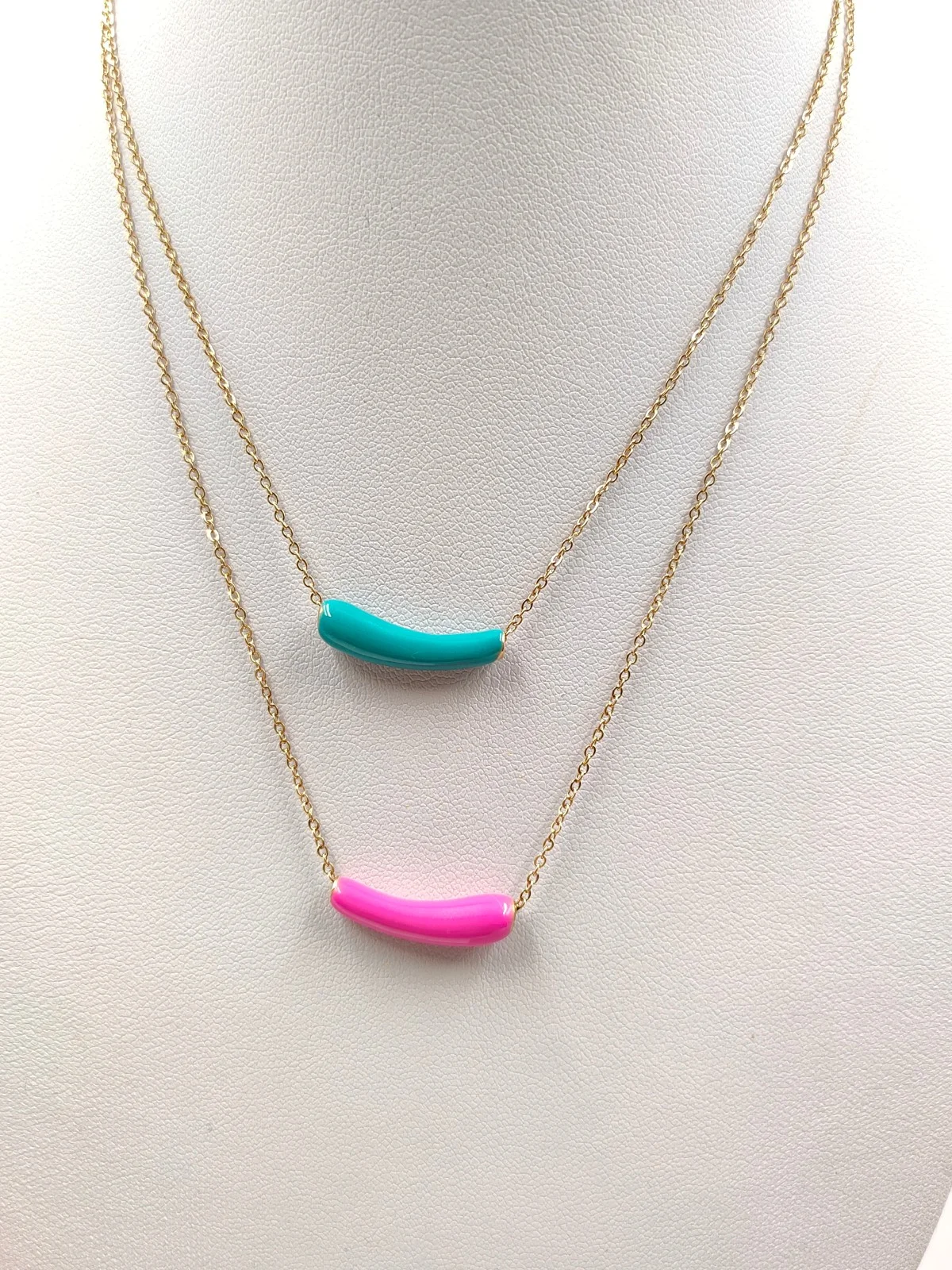 Stainless Steel Necklace with Enamel Bar by Magis Handmade Jewels – view 3