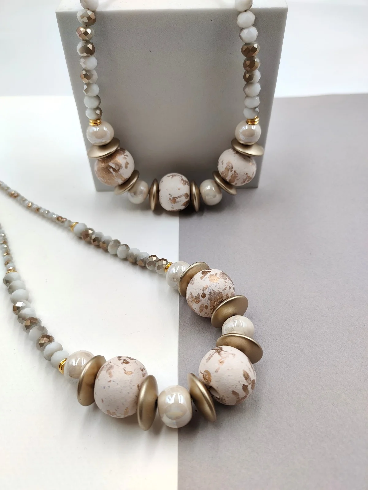 Necklace with Crystals, Ceramic and Acrylic Beads by Magis Handmade Jewels – view 2