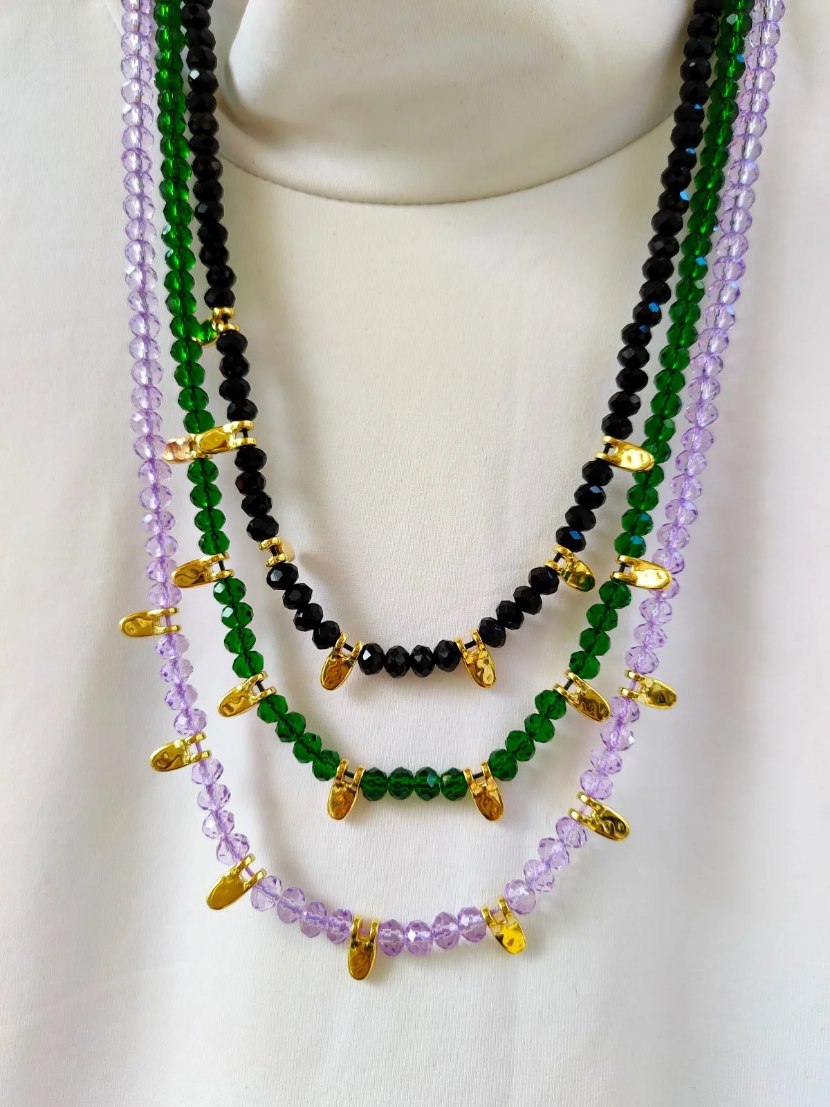 Necklace with Crystals and Gold-Plated Details by Magis Handmade Jewels – view 4