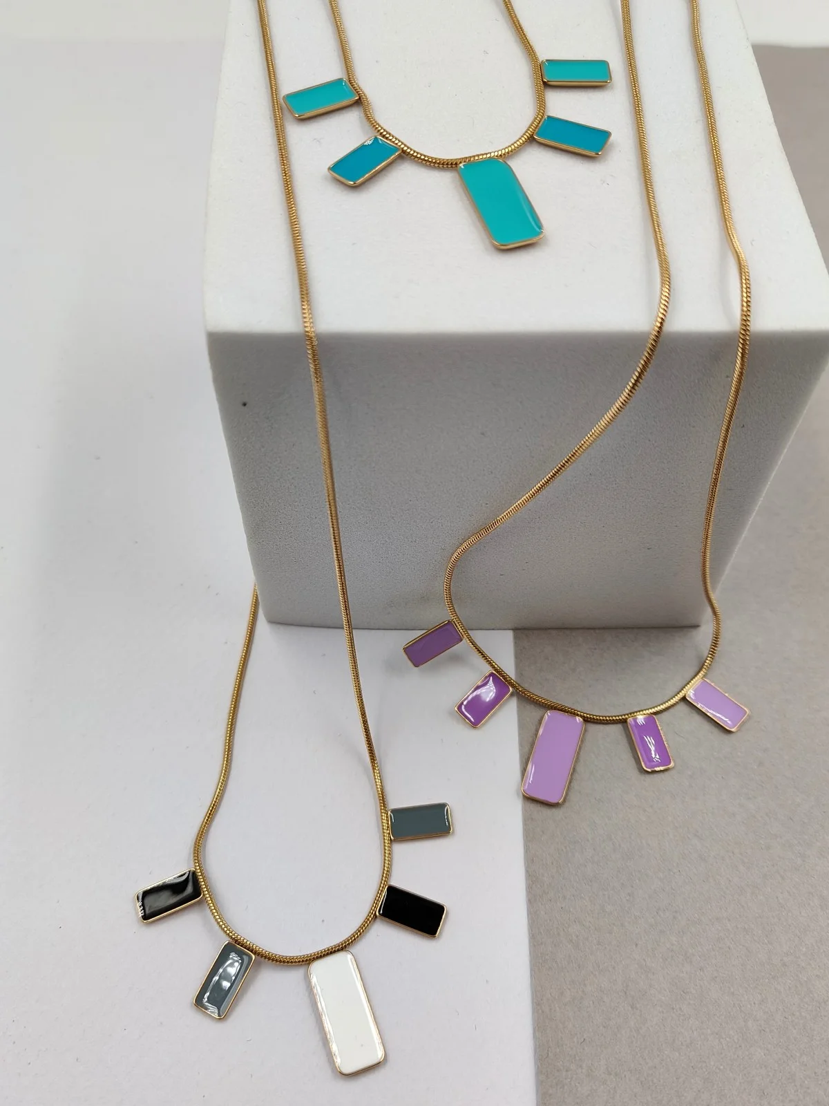 Stainless Steel Necklace with Enamel by Magis Handmade Jewels – view 2