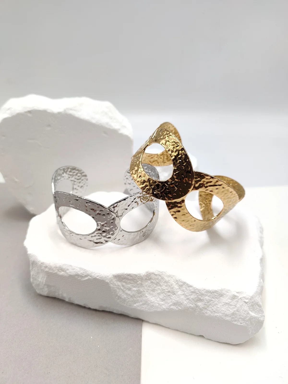 Stainless Steel Bracelet with Embossed Surface by Magis Handmade Jewels – view 2