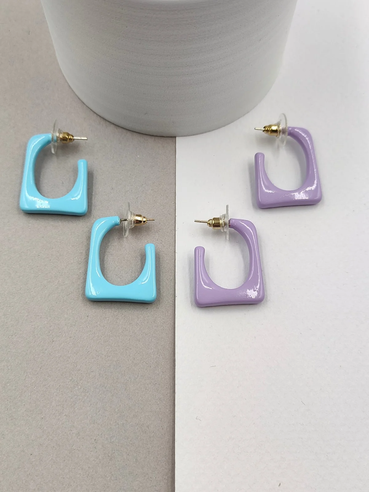 Stainless Steel Earrings with Enamel by Magis Handmade Jewels – view 3