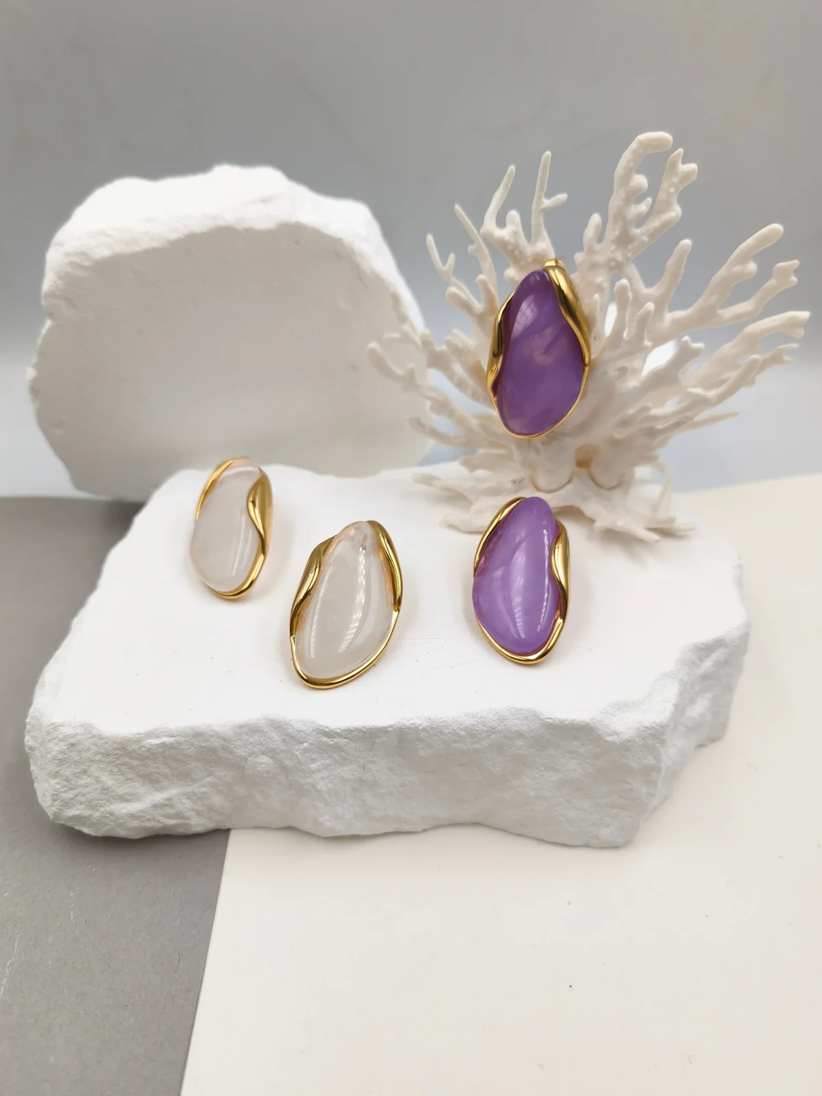 Stainless Steel Earrings with Resin by Magis Handmade Jewels – view 2