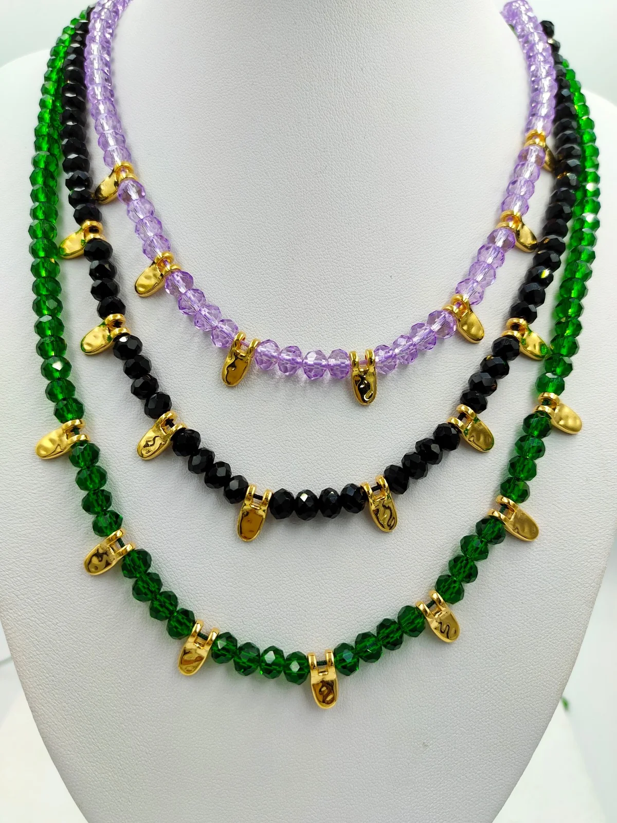 Necklace with Crystals and Gold-Plated Details by Magis Handmade Jewels – view 2