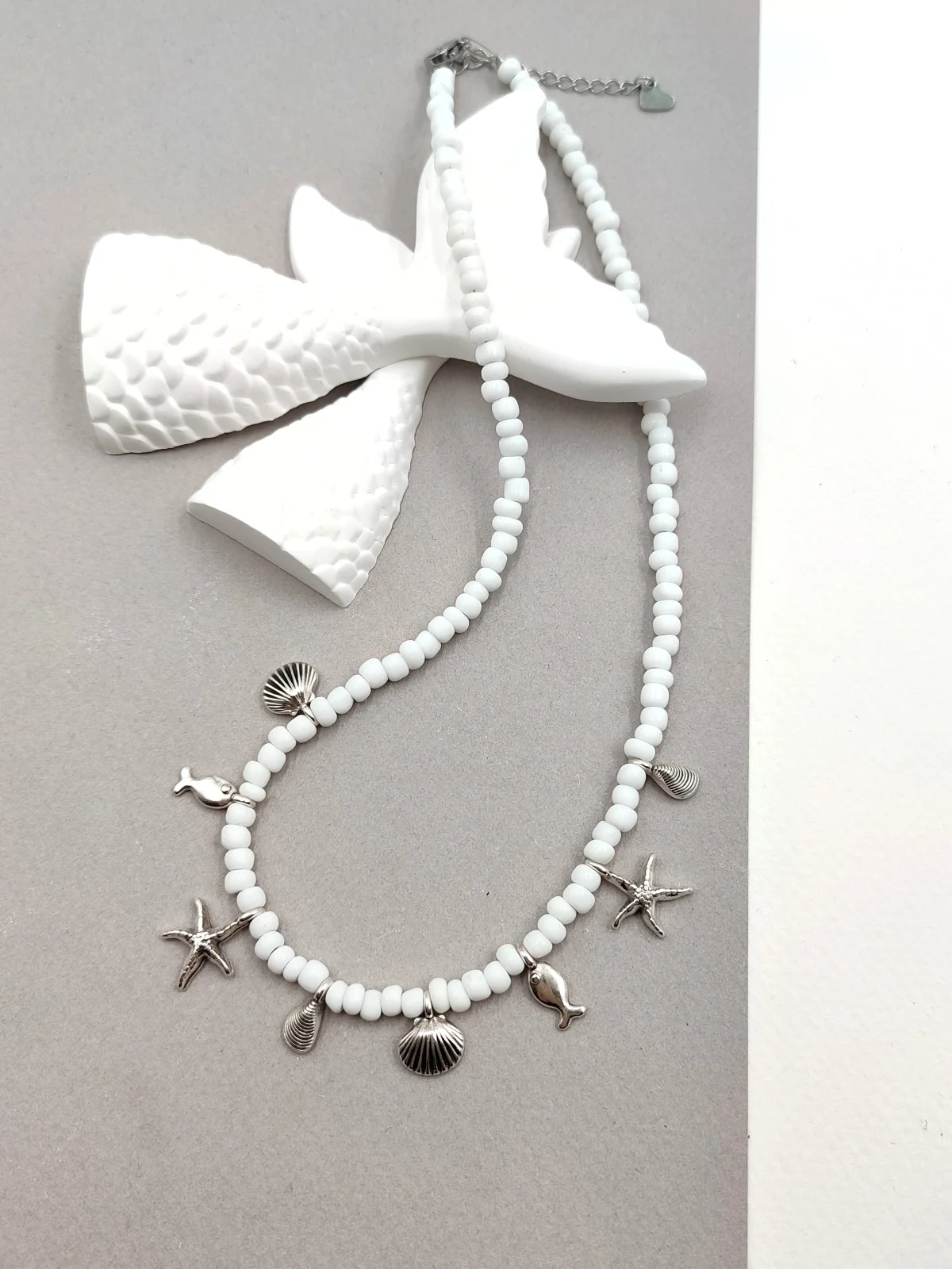 Necklace with Beads and Silver-Plated Details by Magis Handmade Jewels – view 2