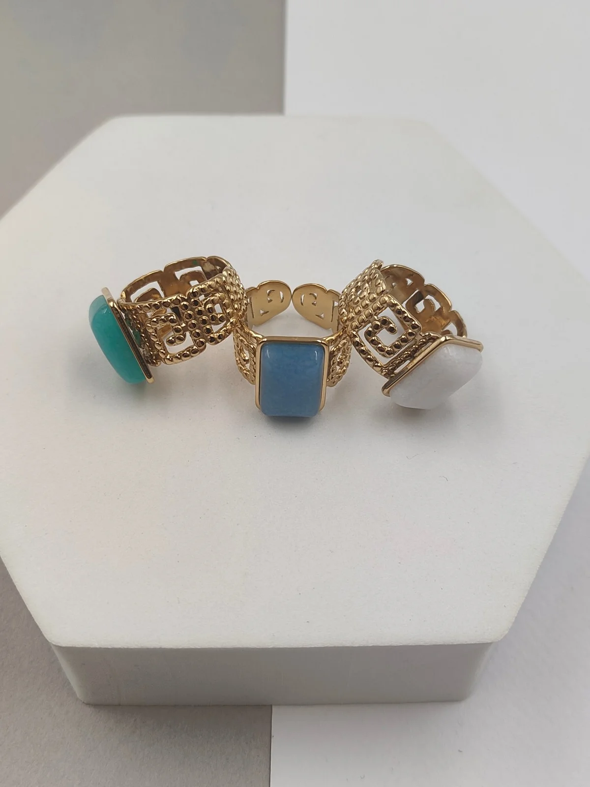 Stainless Steel Ring with Nephrite Jade Stone by Magis Handmade Jewels – view 3