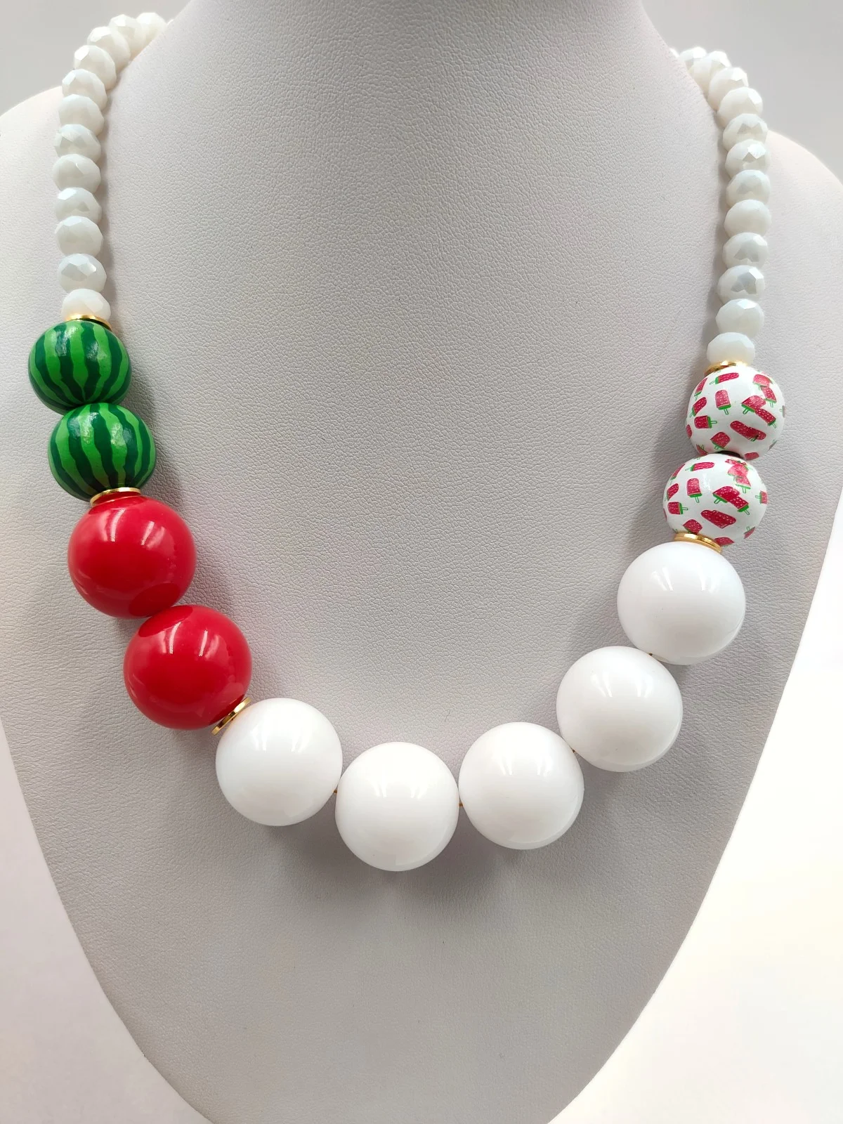 Necklace with Wooden, Glass and Acrylic Beads by Magis Handmade Jewels – view 4