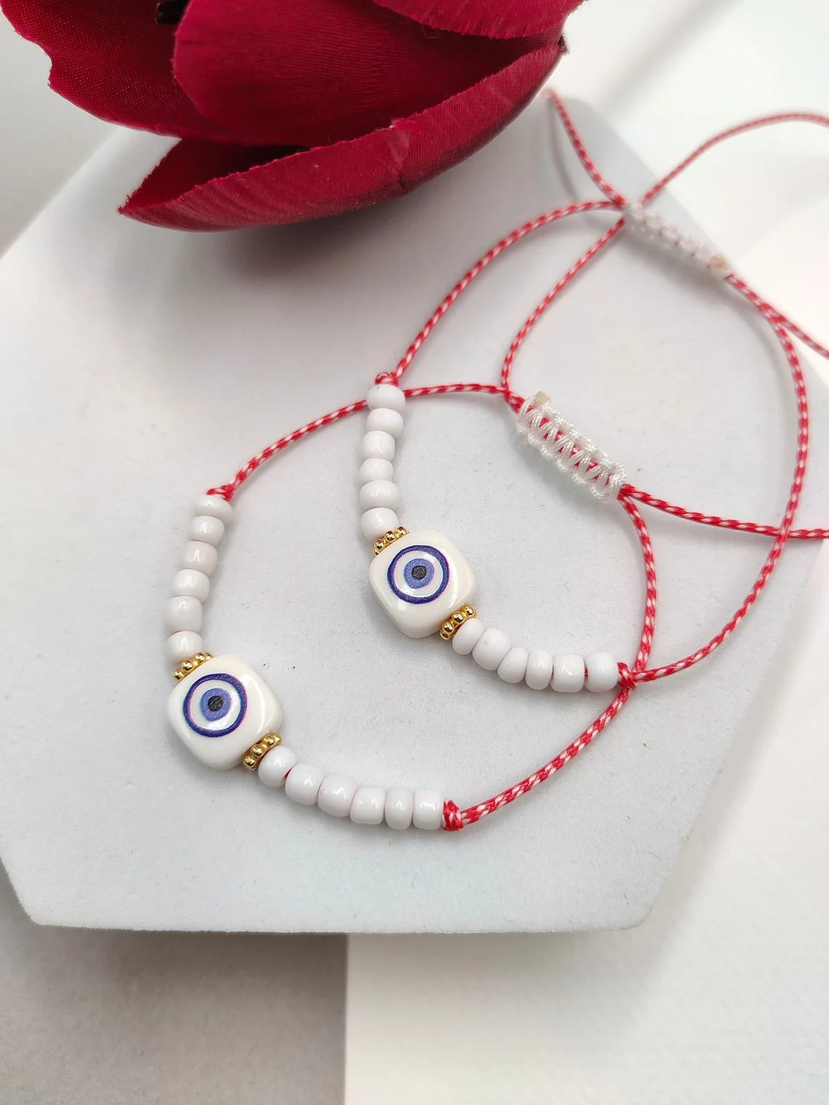 Traditional March Bracelet with Gold-Plated Details and Evil Eye by Magis Handmade Jewels – view 2