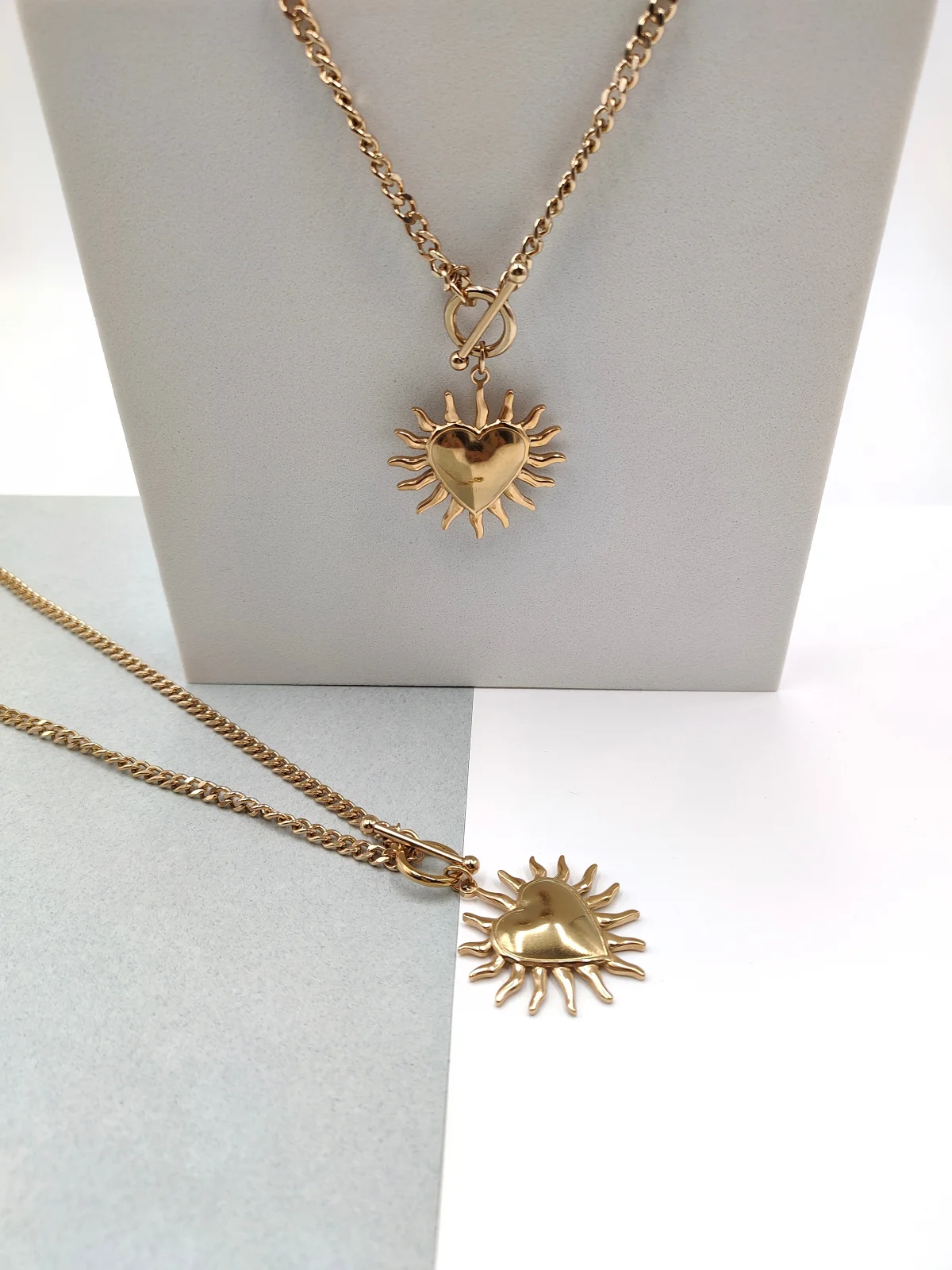 Stainless Steel Necklace with Heart and Rays by Magis Handmade Jewels – view 2