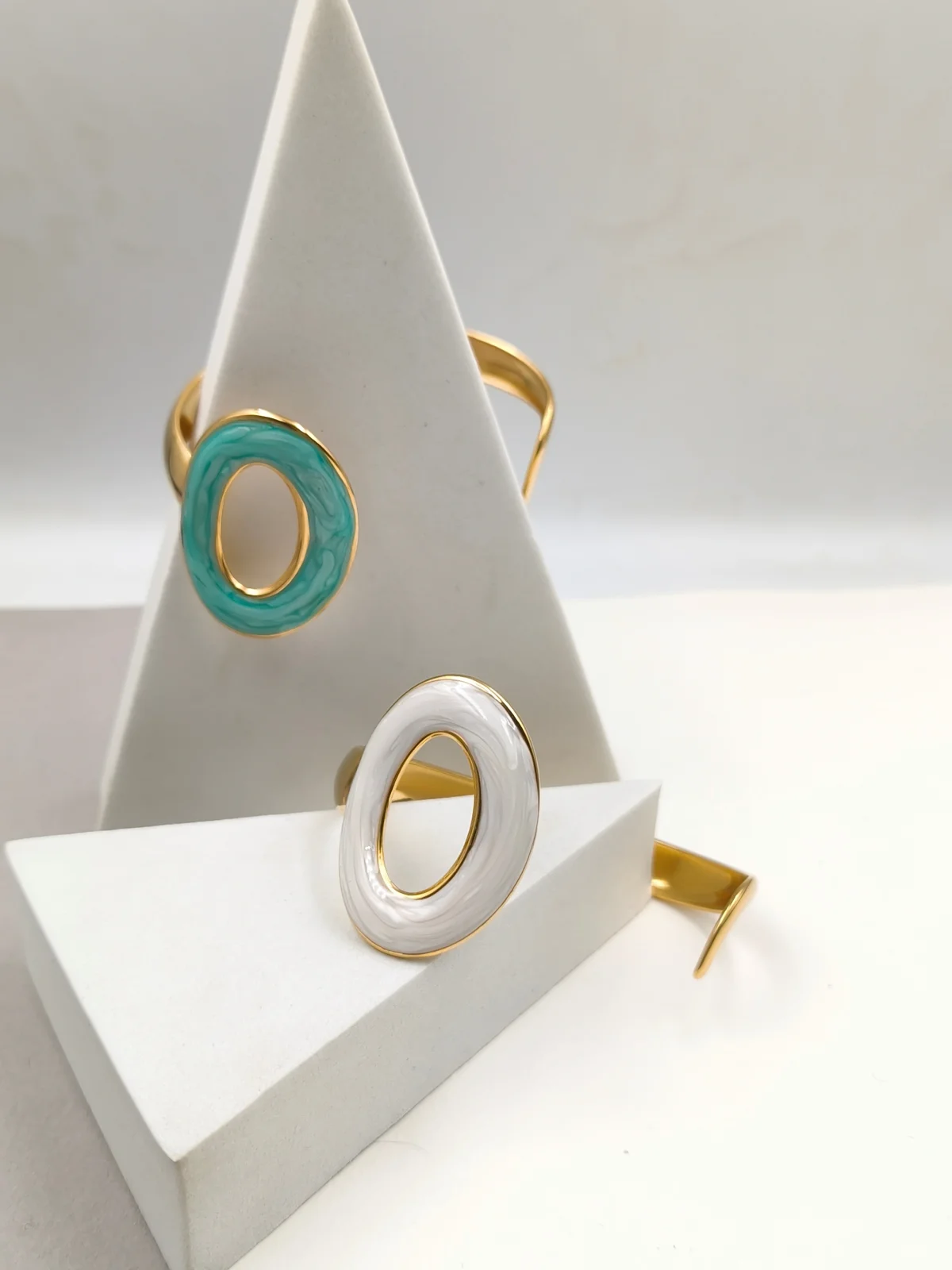 Stainless Steel Bracelet with Opening and Enamel #753194