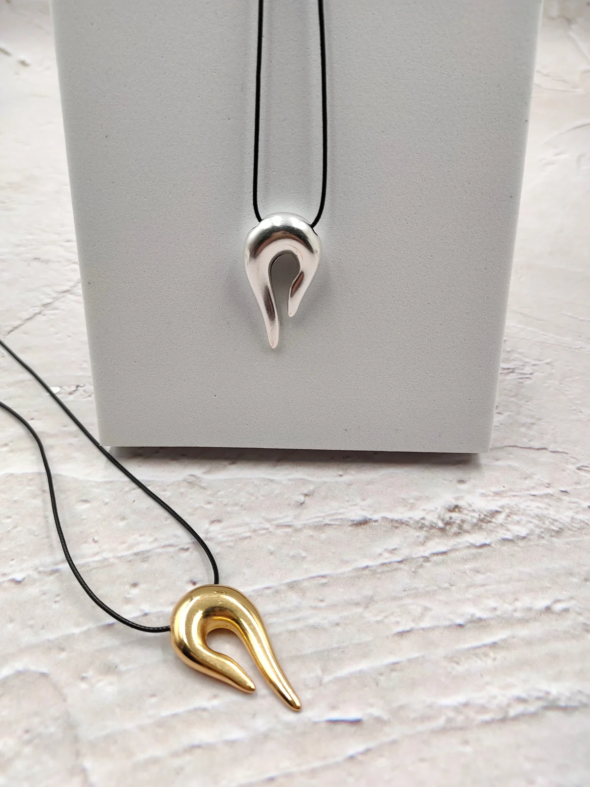 Long Necklace with Cord and Irregular Motif by Magis Handmade Jewels – view 2