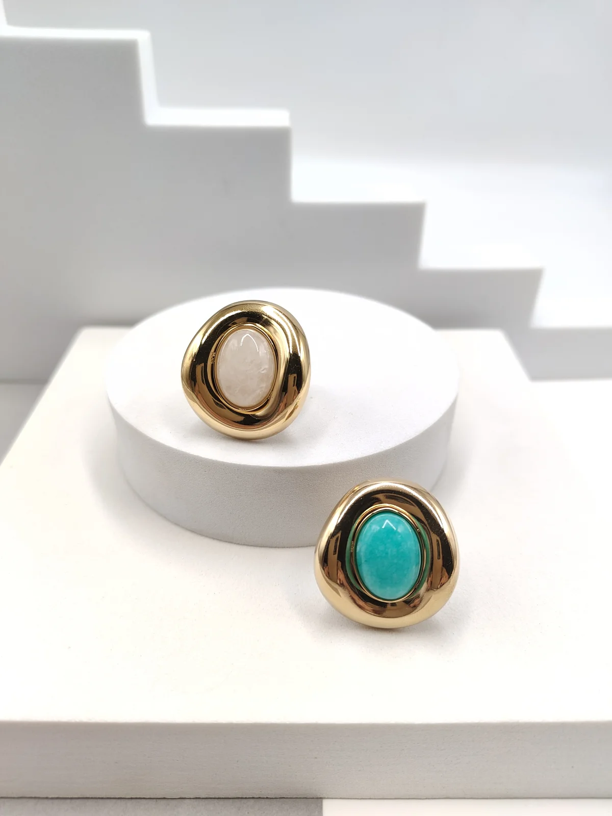 Stainless Steel Ring with Nephrite Jade Stone by Magis Handmade Jewels – view 2
