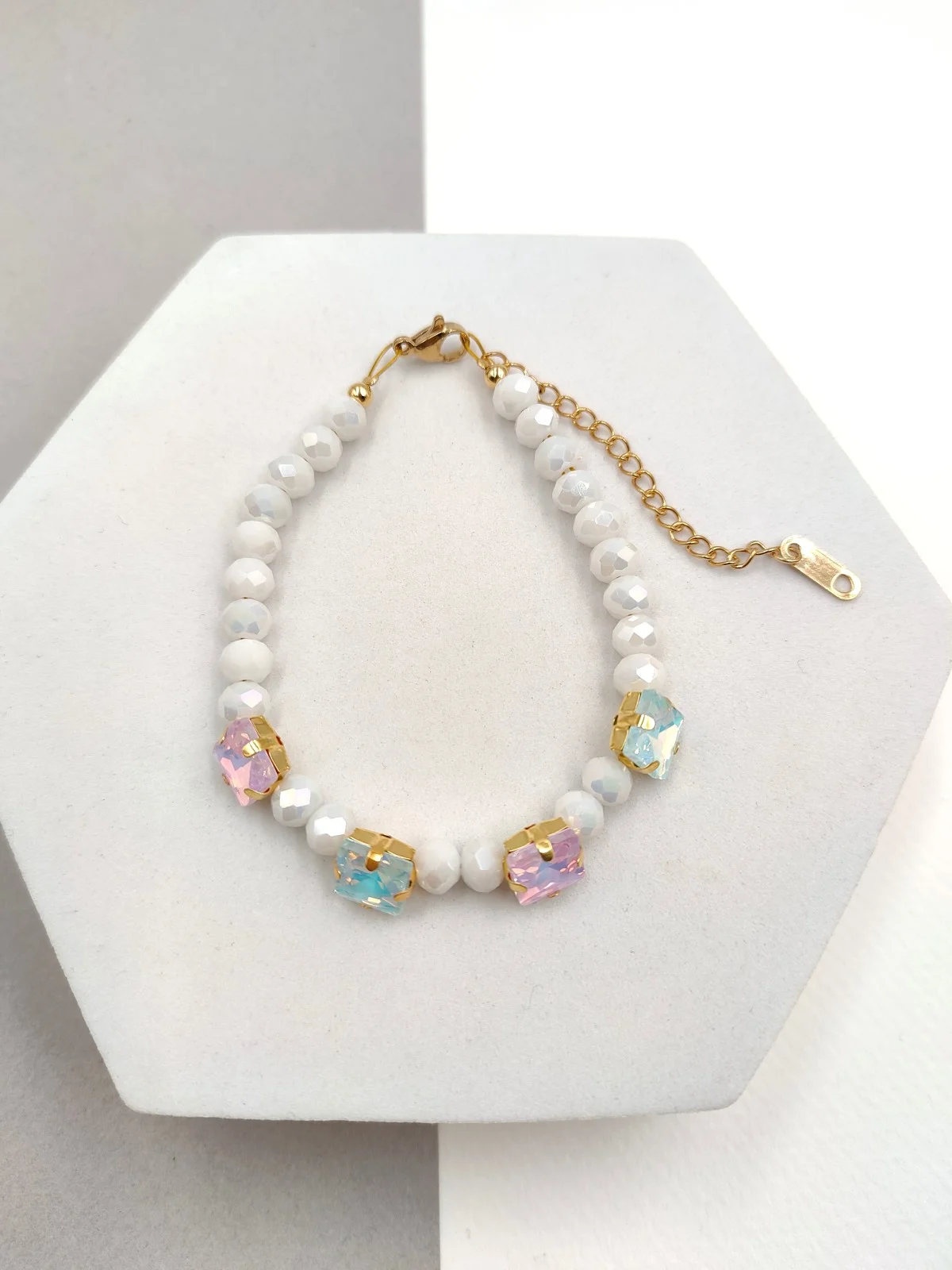 Bracelet with Faceted Crystals and Acrylic Beads by Magis Handmade Jewels – view 5