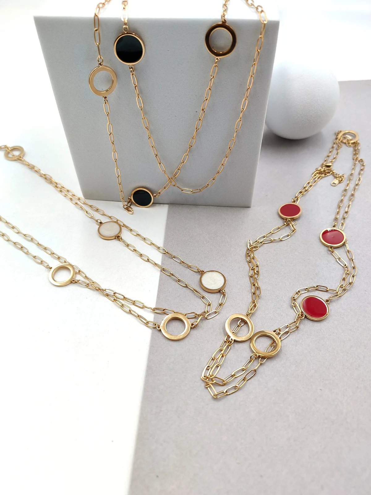Stainless Steel Long Necklace with Enamel by Magis Handmade Jewels – view 5