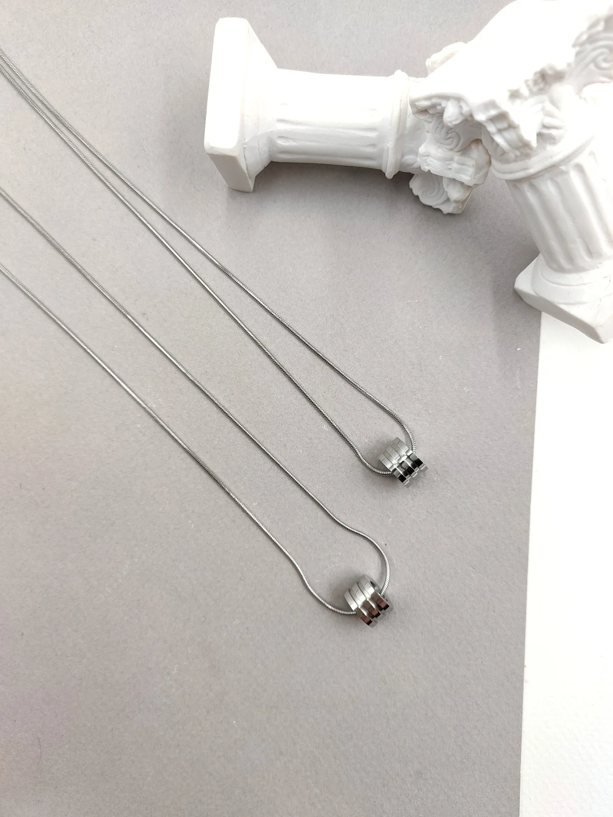 Stainless Steel Necklace with Cylinder by Magis Handmade Jewels – view 2