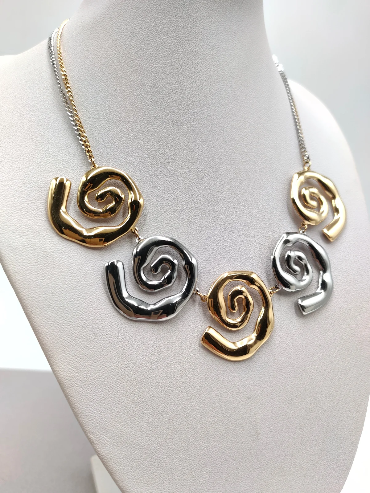 Stainless Steel Necklace with Spirals by Magis Handmade Jewels – view 2
